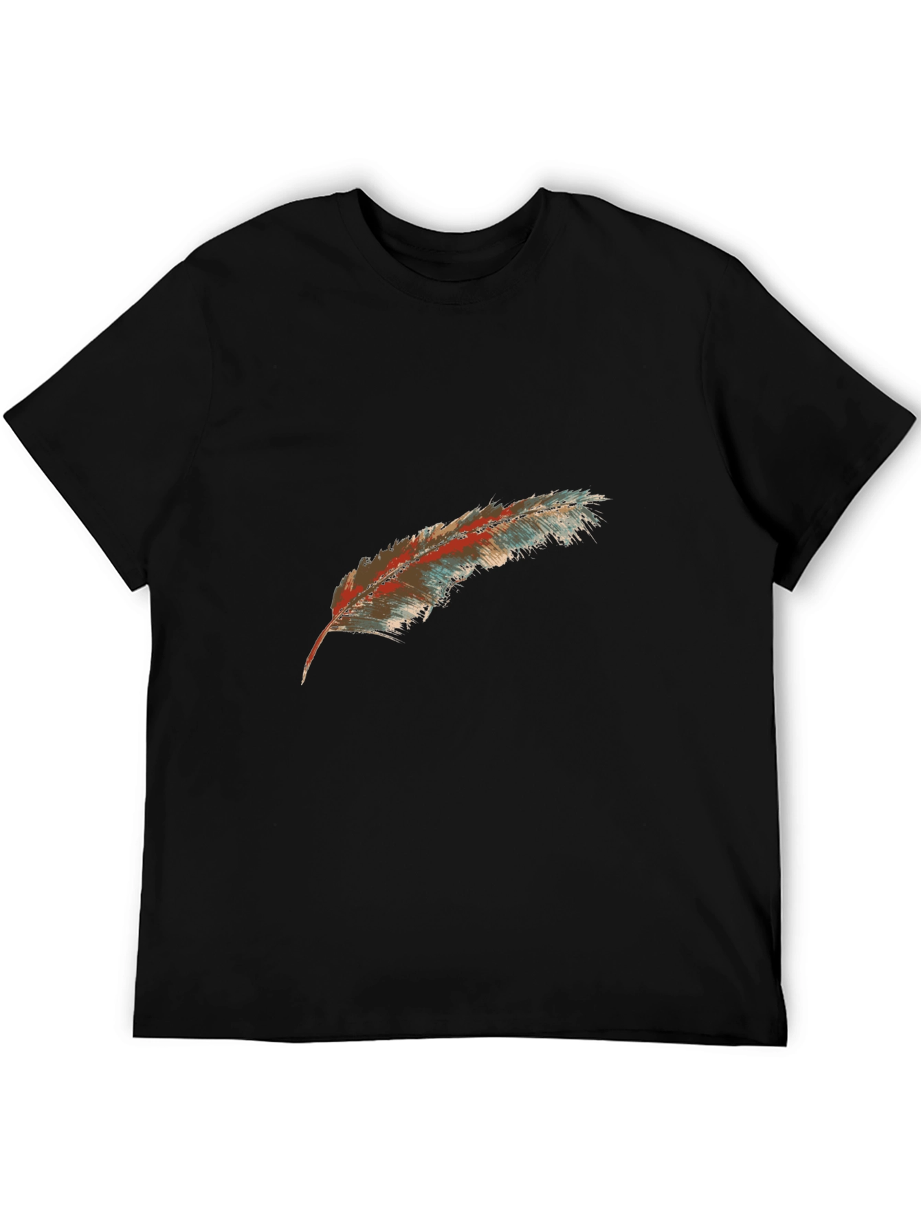 Feather Graphic Tee - Black Casual T-Shirt
