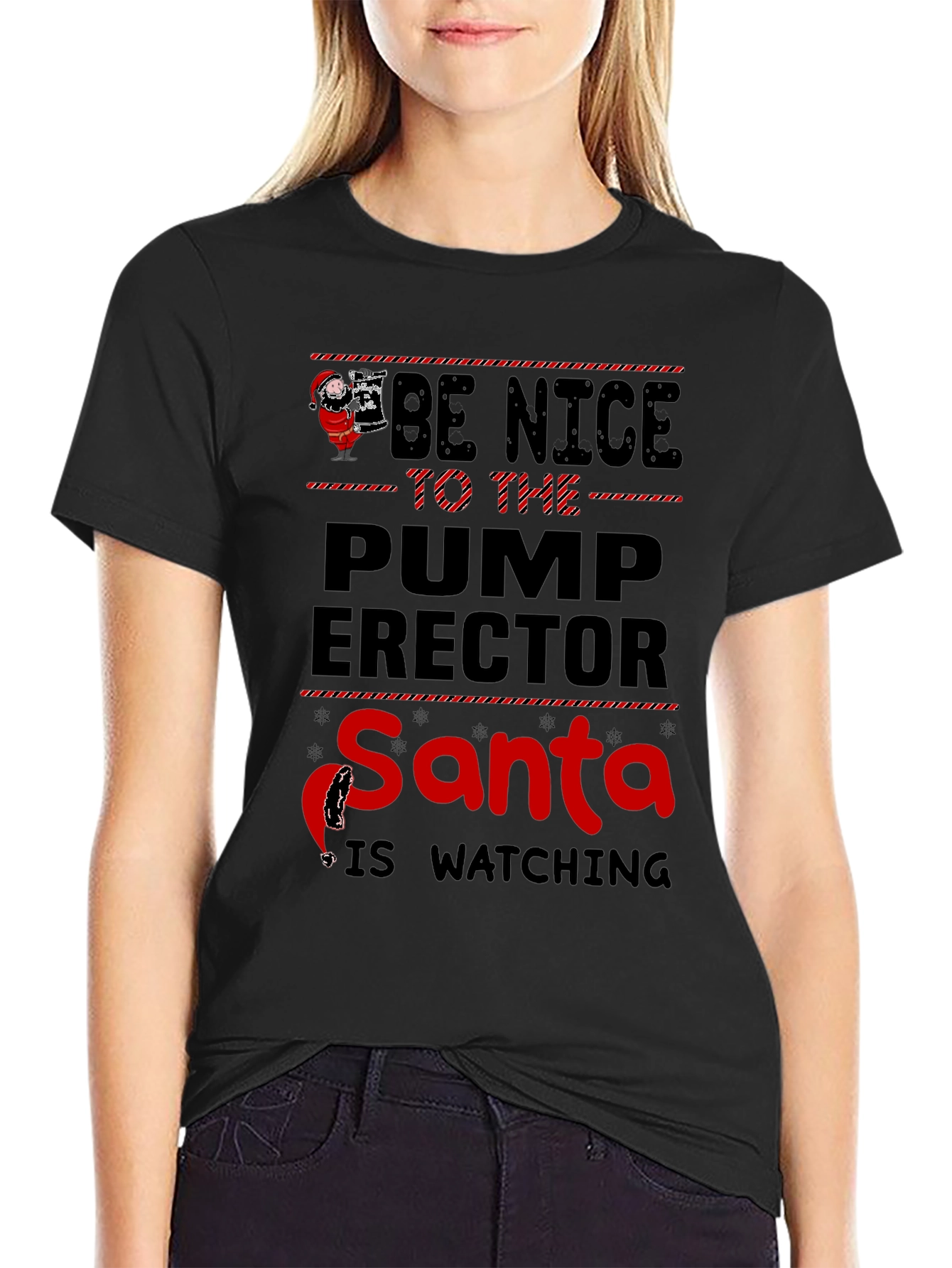 Funny Santa Pump Erector Christmas T-Shirt