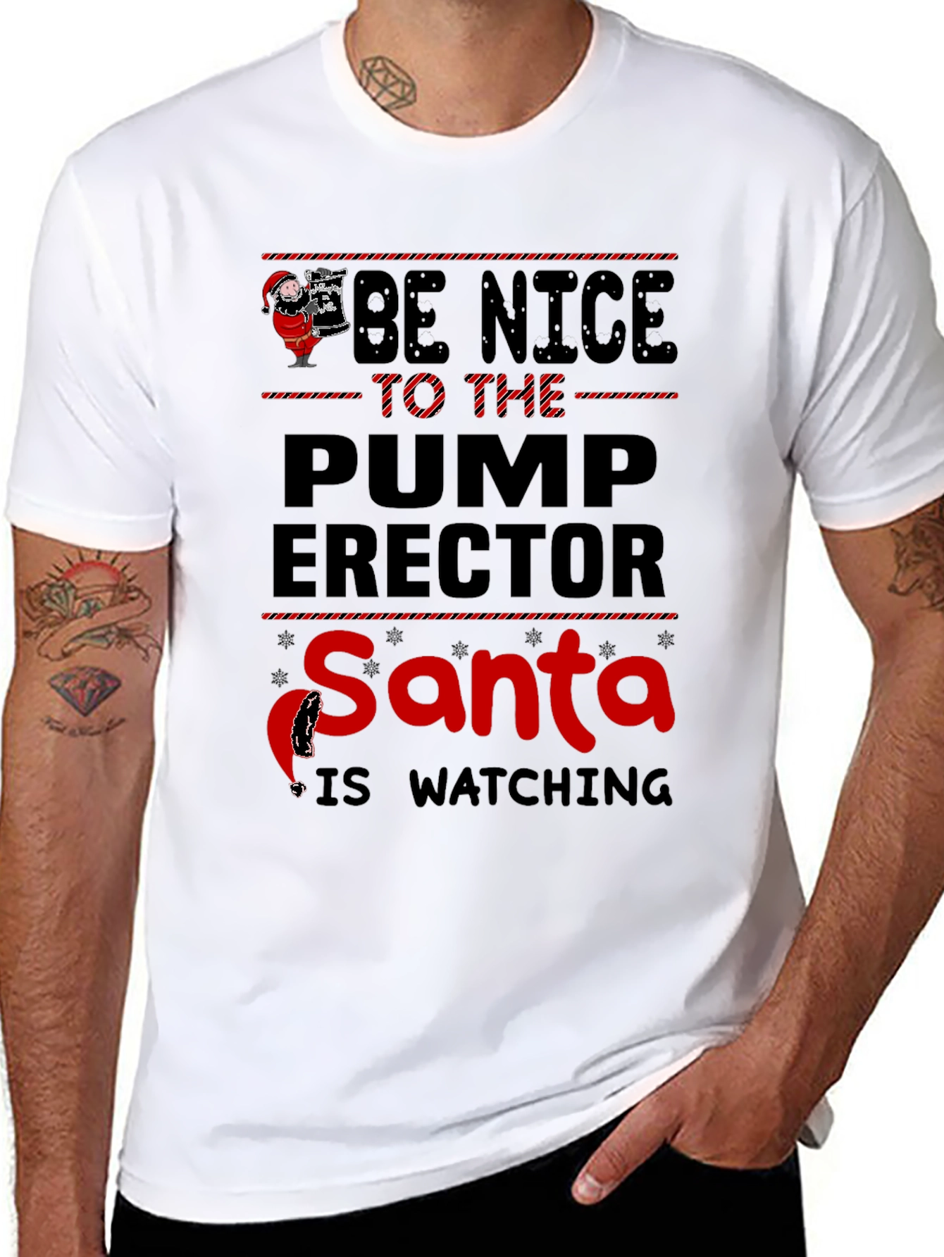 Funny Santa Pump Erector Christmas T-Shirt