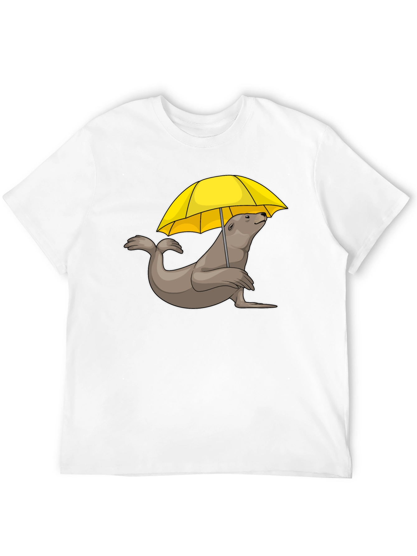 Seal with Umbrella T-Shirt - Black Cotton Tee