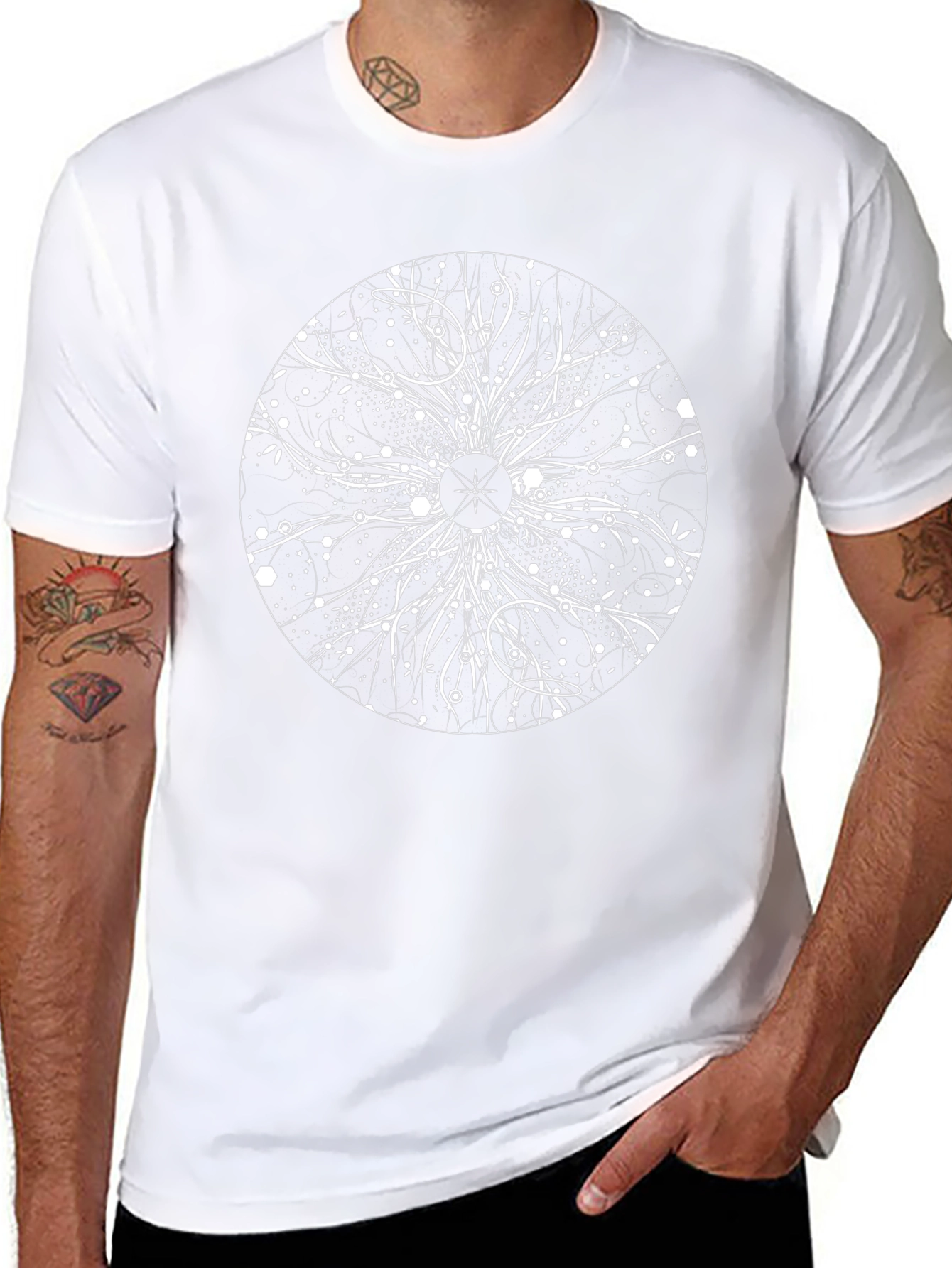 Abstract Cosmic Tree Black T-Shirt