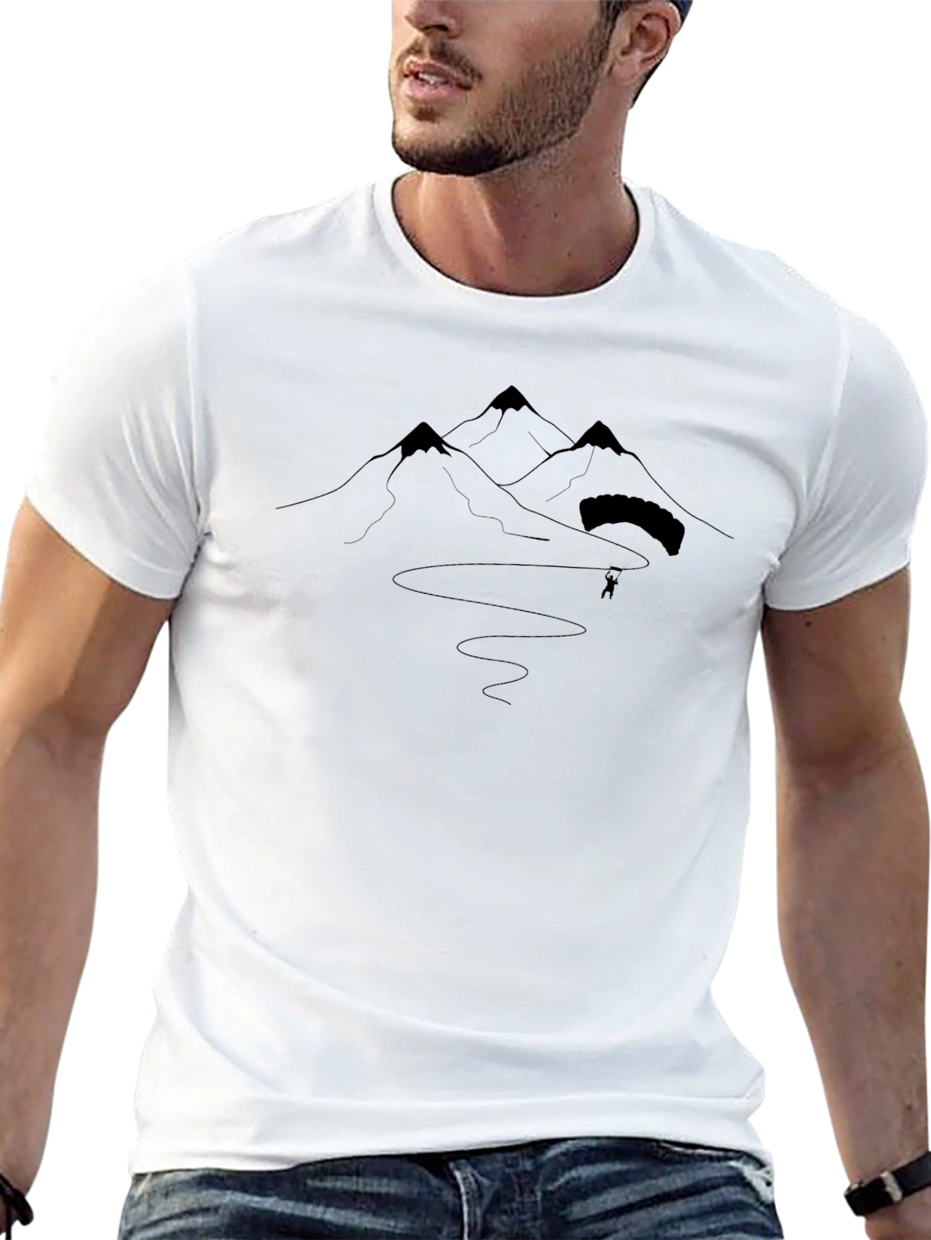 Mountain Paragliding Graphic Tee - Black