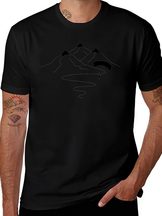 Mountain Paragliding Graphic Tee - Black