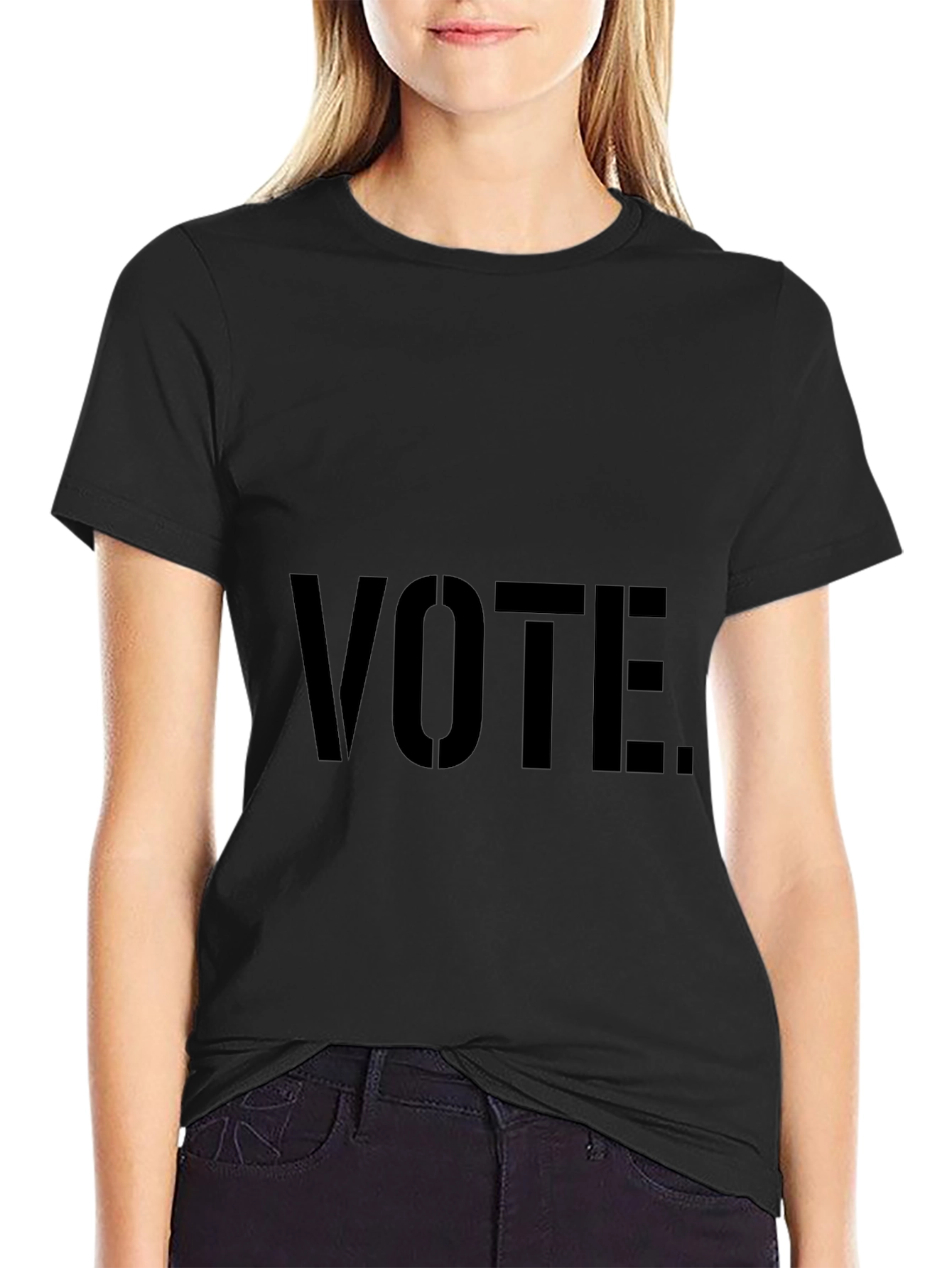 Vote Graphic T-Shirt - Black Crew Neck Tee
