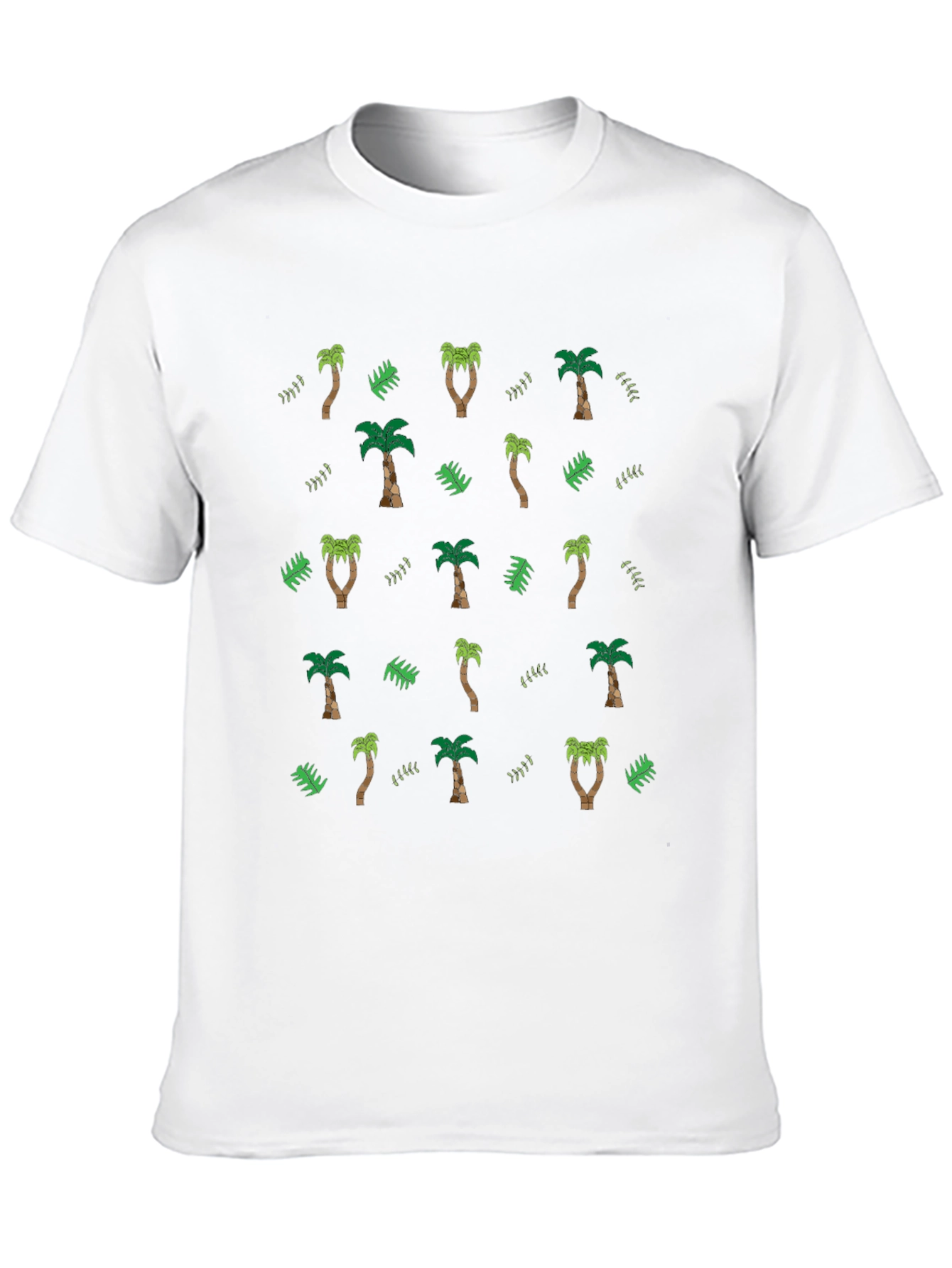 Tropical Palm Tree Pattern Black T-Shirt