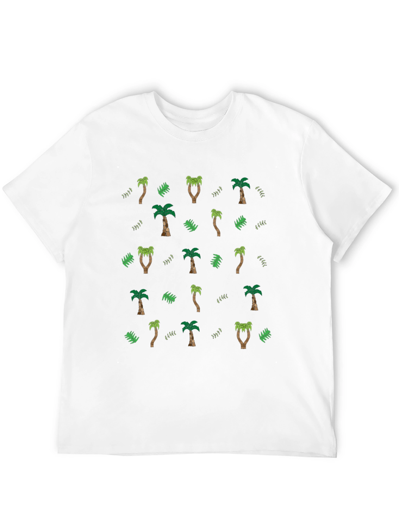 Tropical Palm Tree Pattern Black T-Shirt