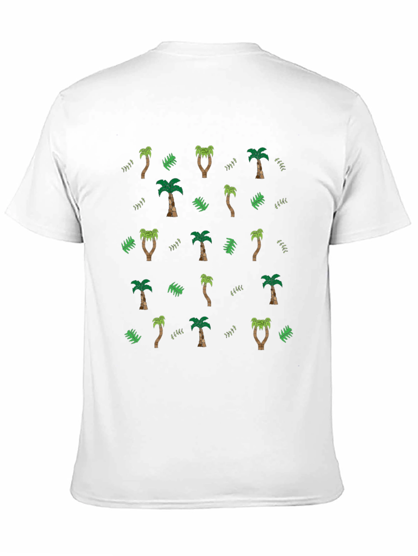 Tropical Palm Tree Pattern Black T-Shirt