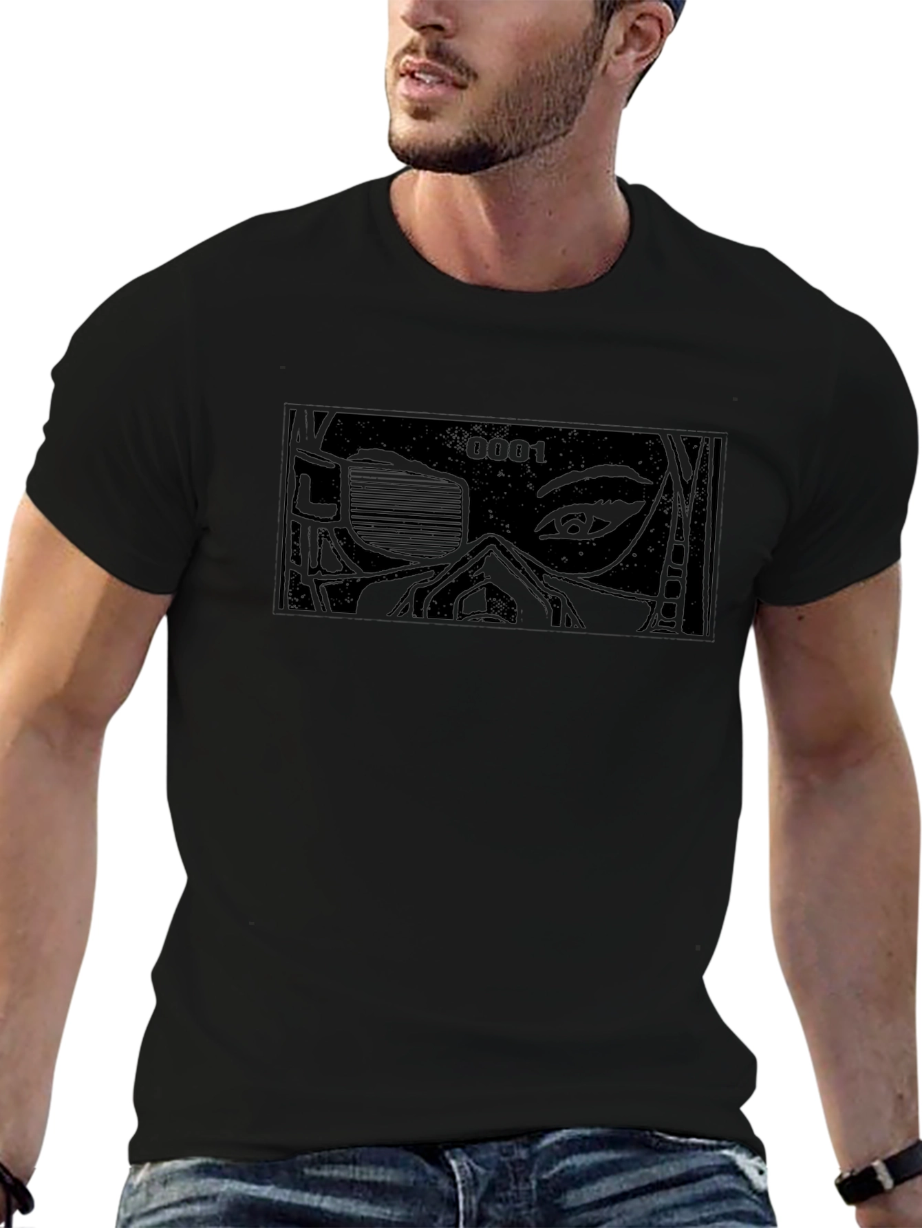 Cyberpunk Manga Graphic T-Shirt - Black