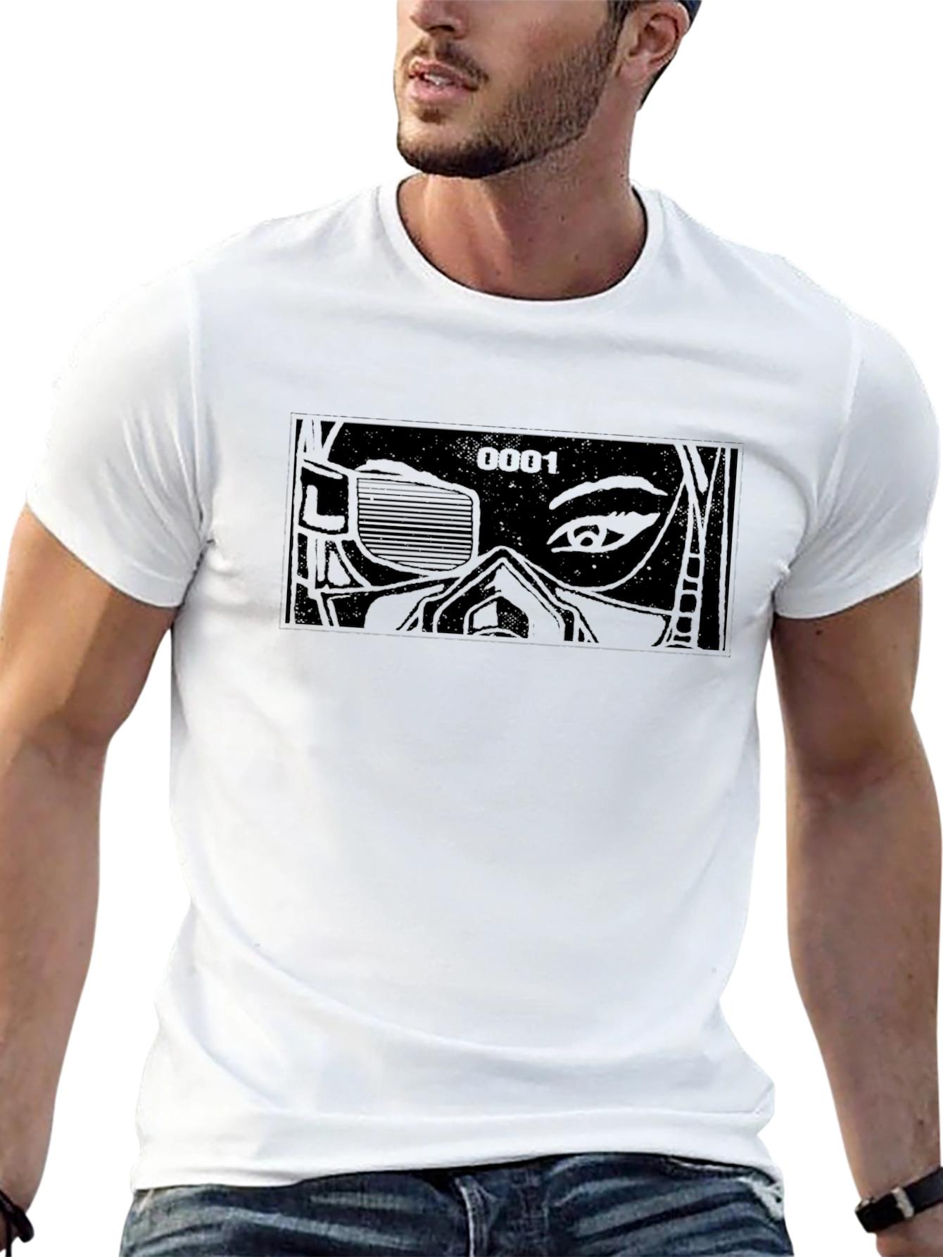 Cyberpunk Manga Graphic T-Shirt - Black