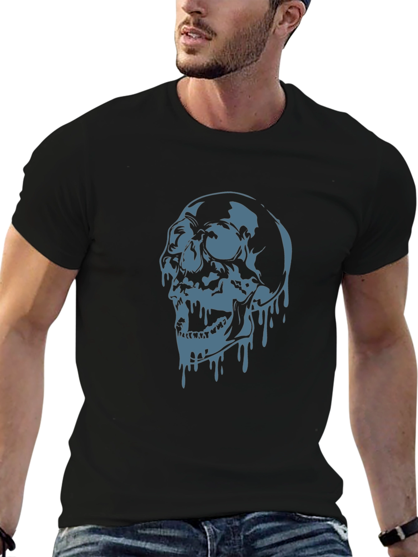 Edgy Skull Graphic T-Shirt - Black