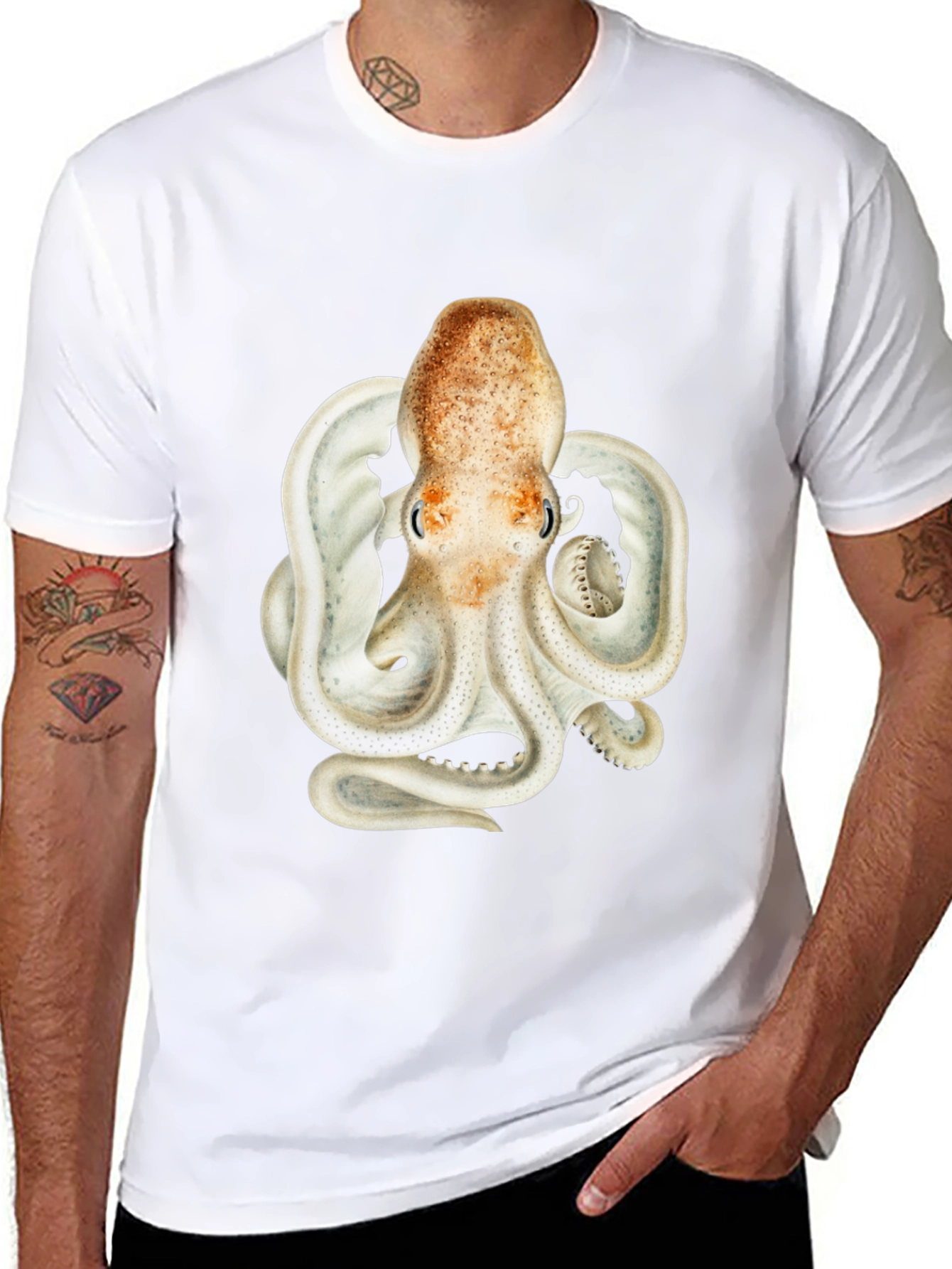Octopus Graphic Tee - Black Cotton Blend