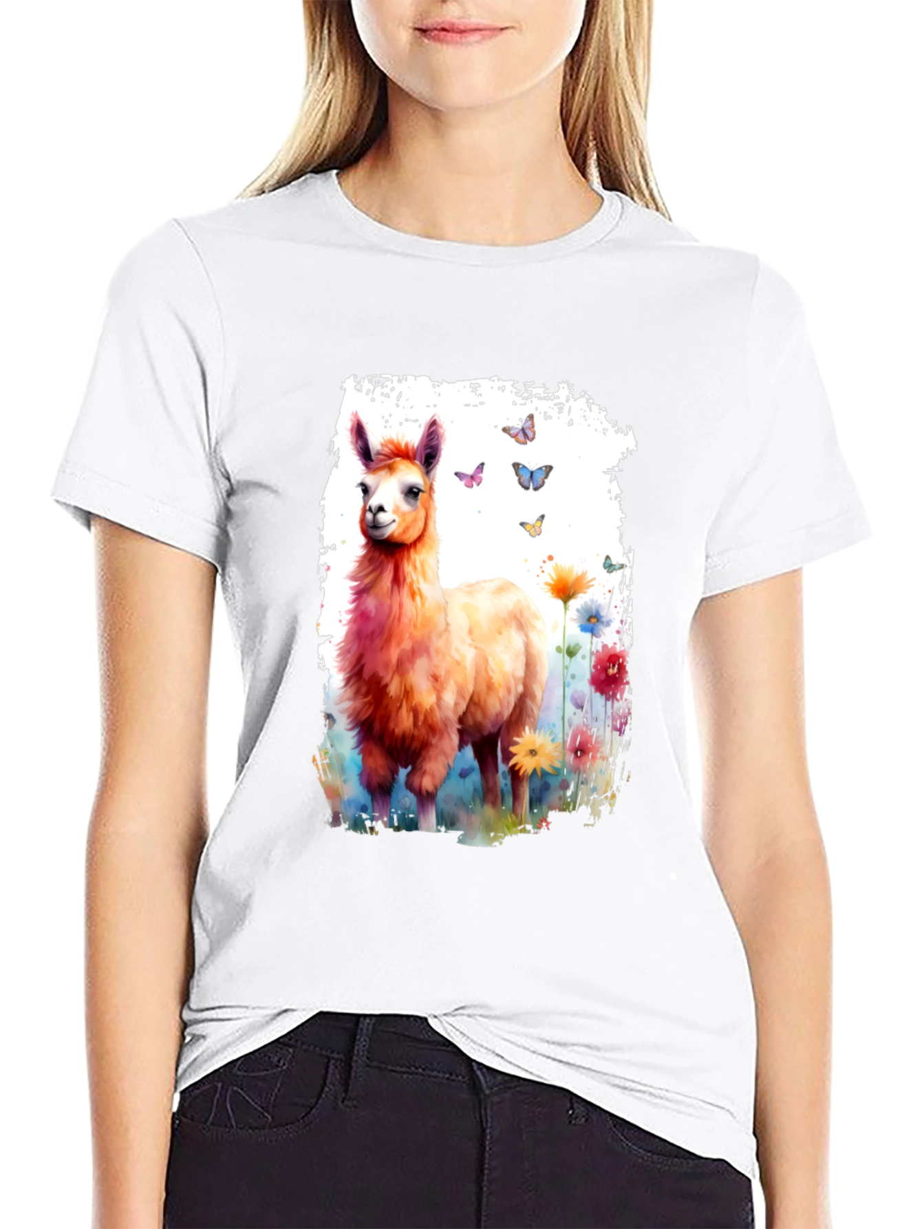 Llama Watercolor Graphic Tee