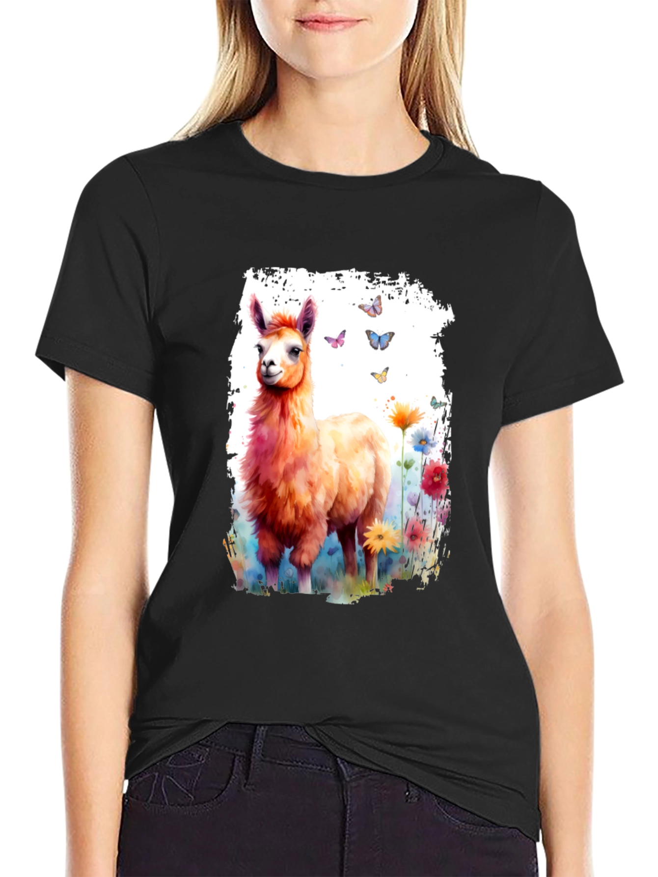 Llama Watercolor Graphic Tee