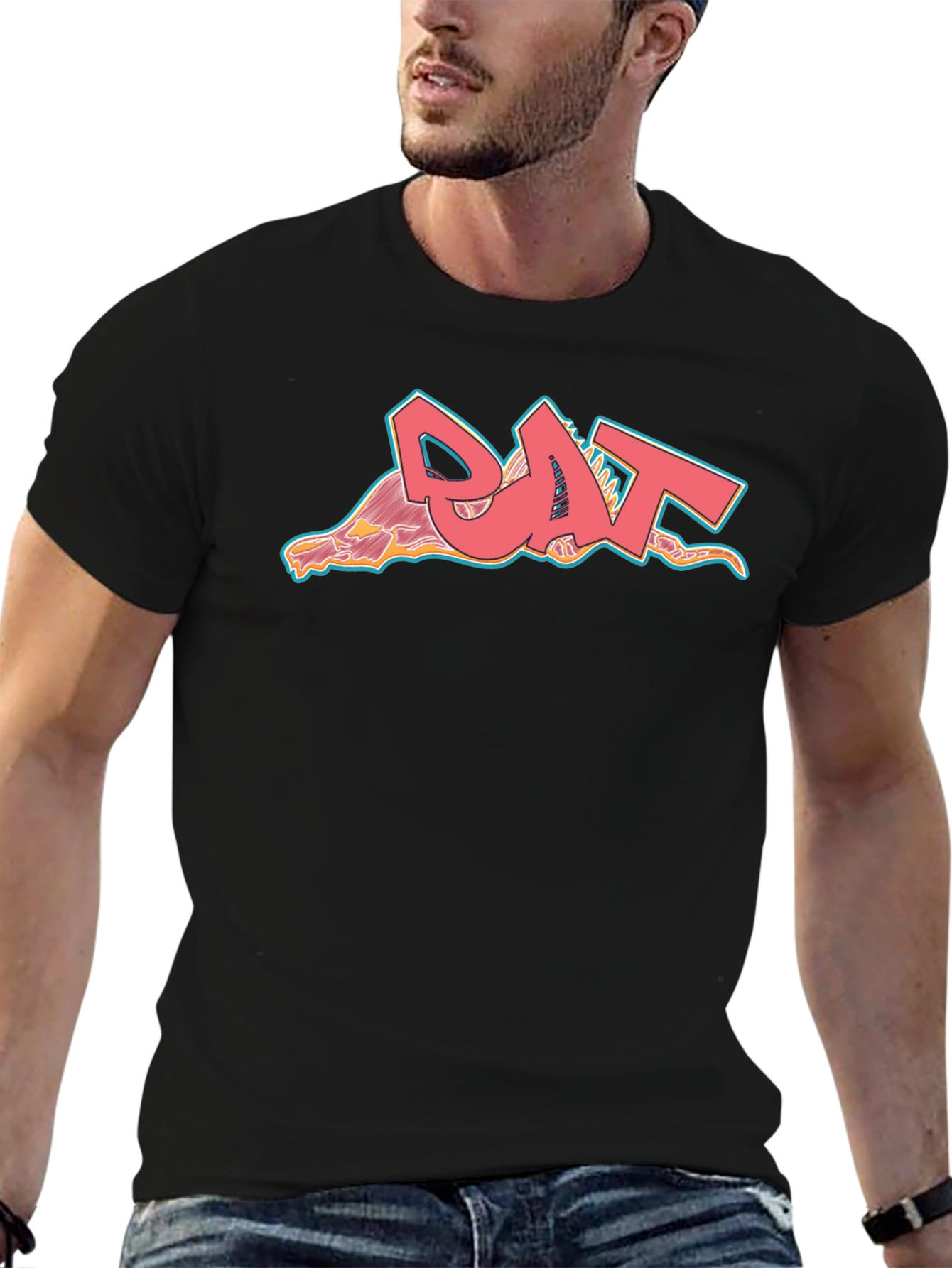 Cool Graphic T-Shirt - Pink Rat Graffiti Style