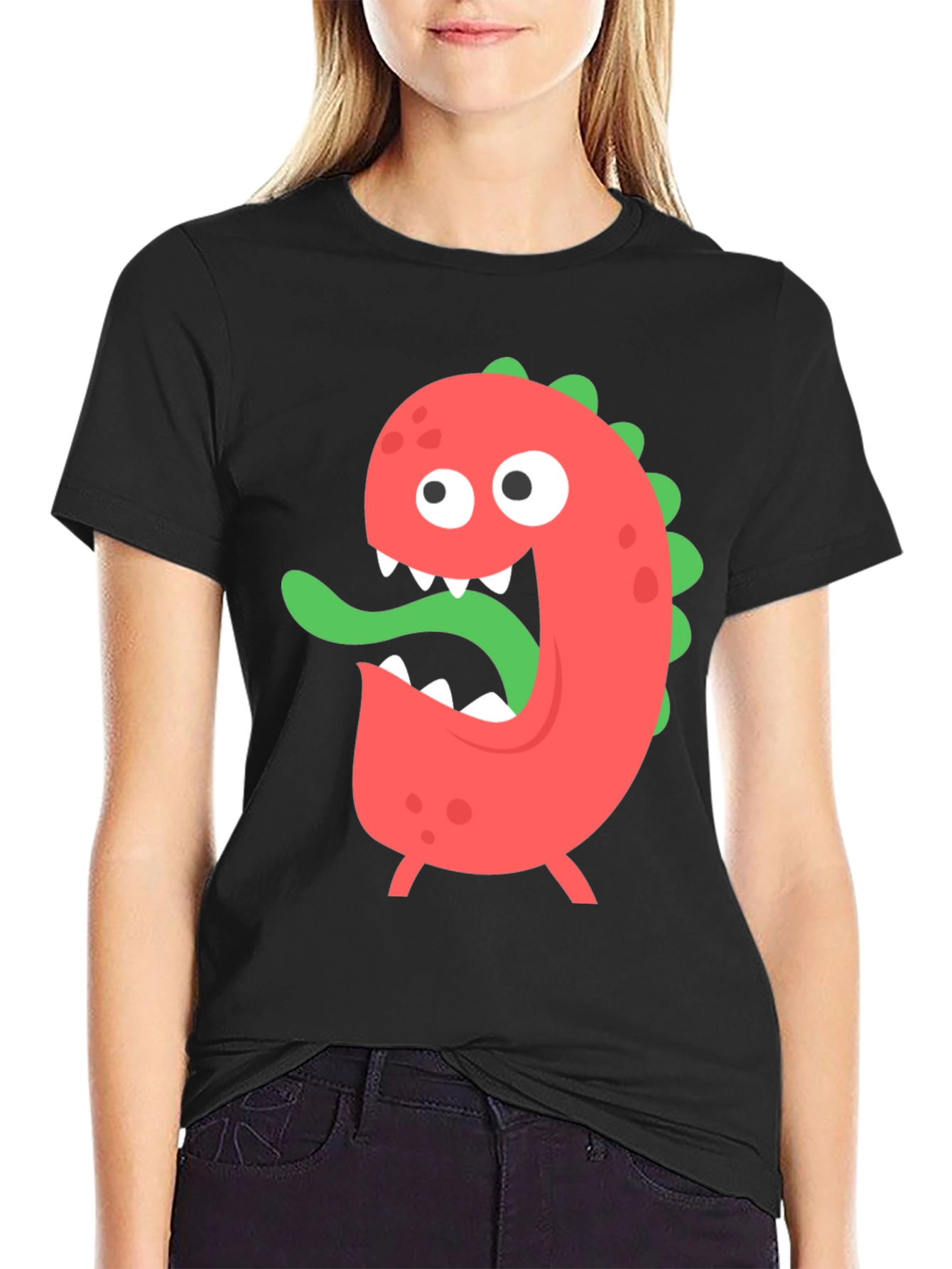 Funny Monster Graphic T-Shirt - Black