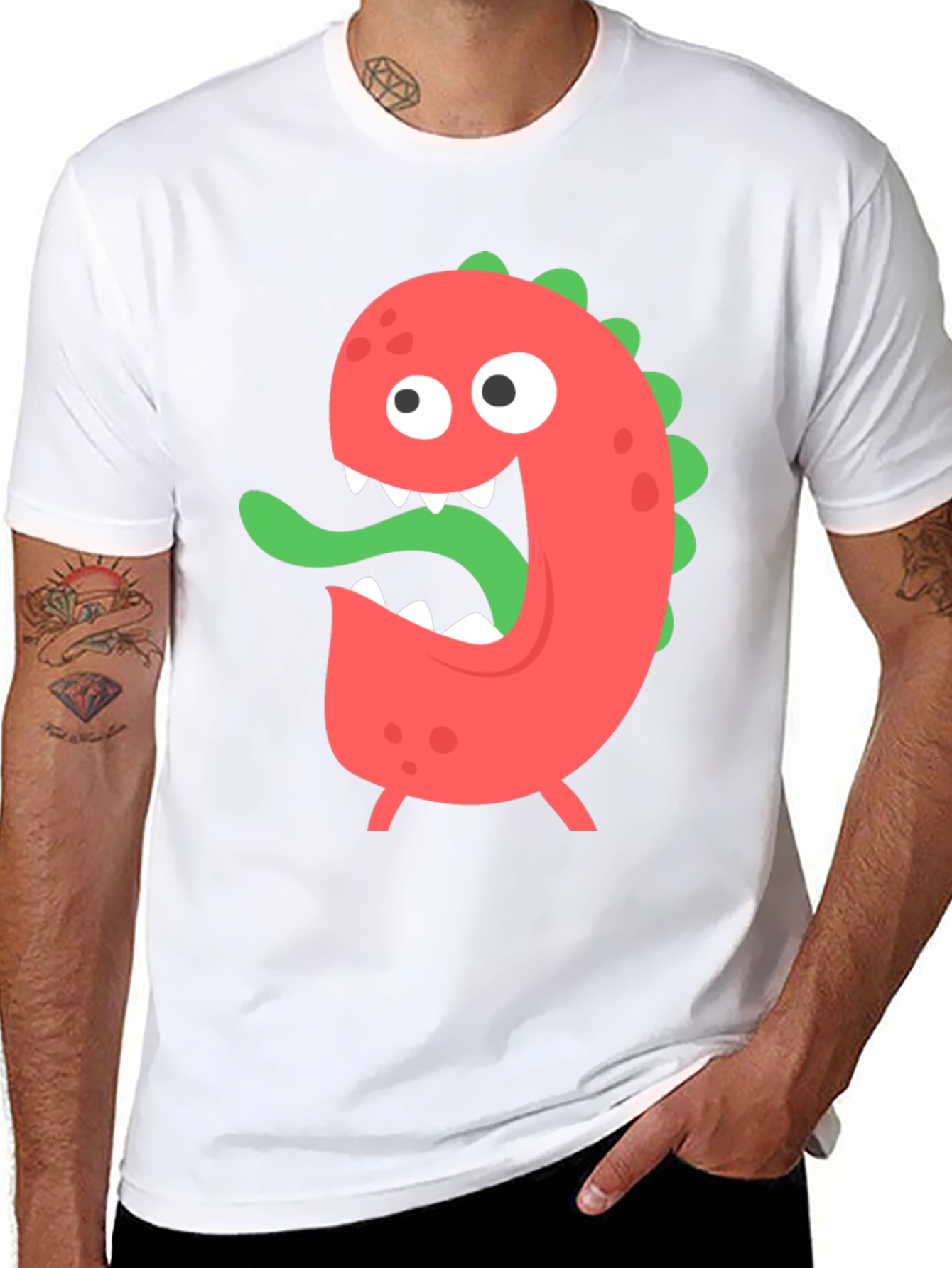 Funny Monster Graphic T-Shirt - Black