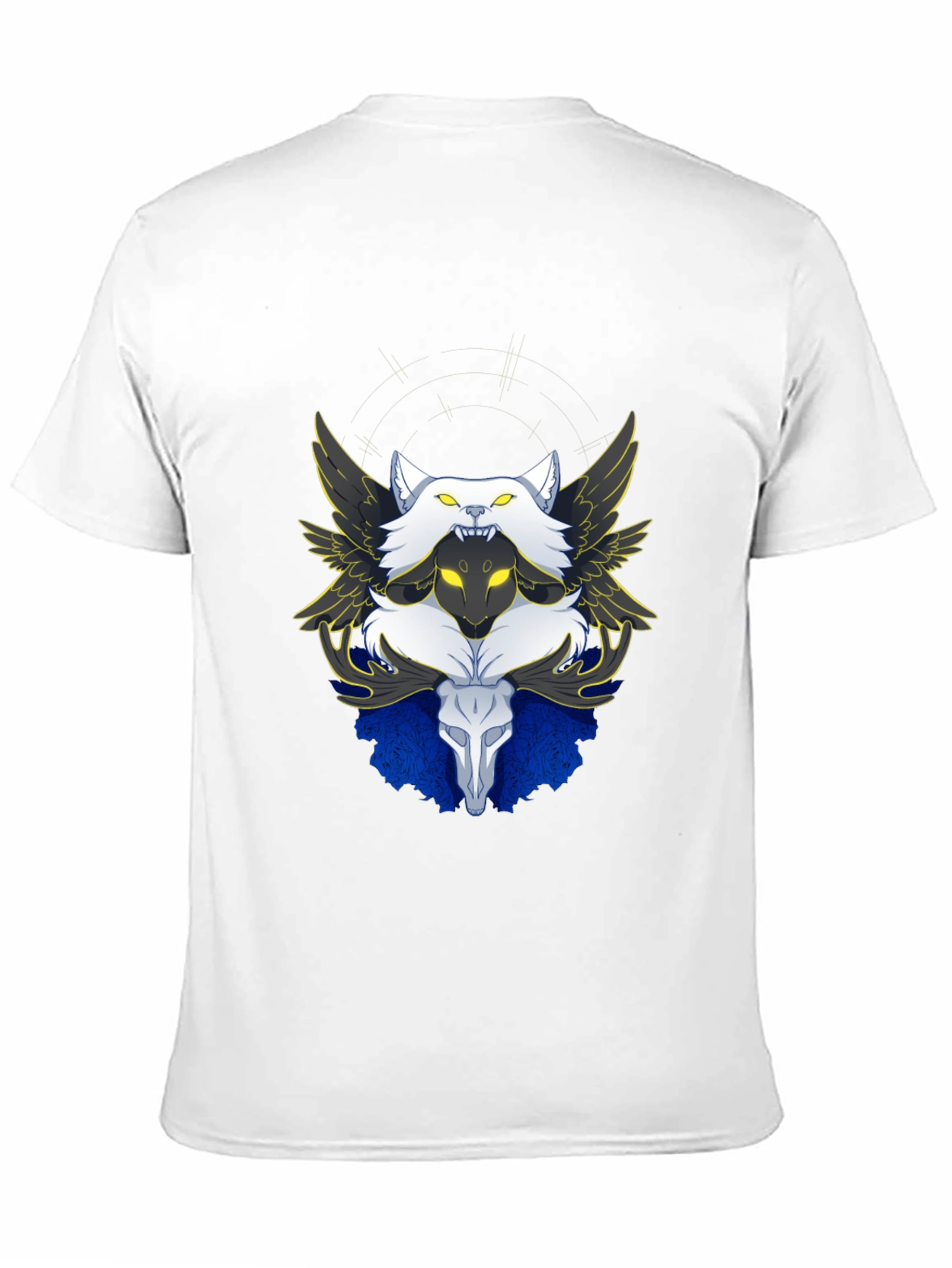 Winged Wolf & Skull Graphic Tee - Unique Design