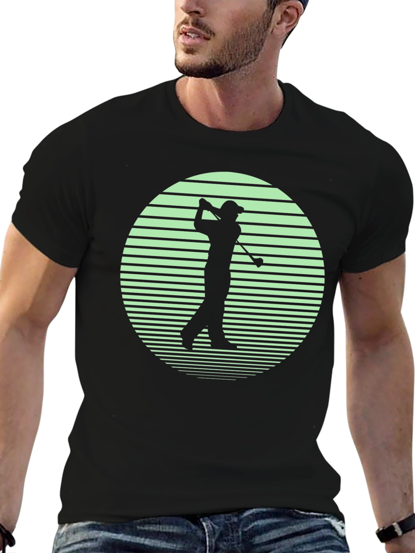 Golf Silhouette Graphic Tee - Retro Style T-Shirt