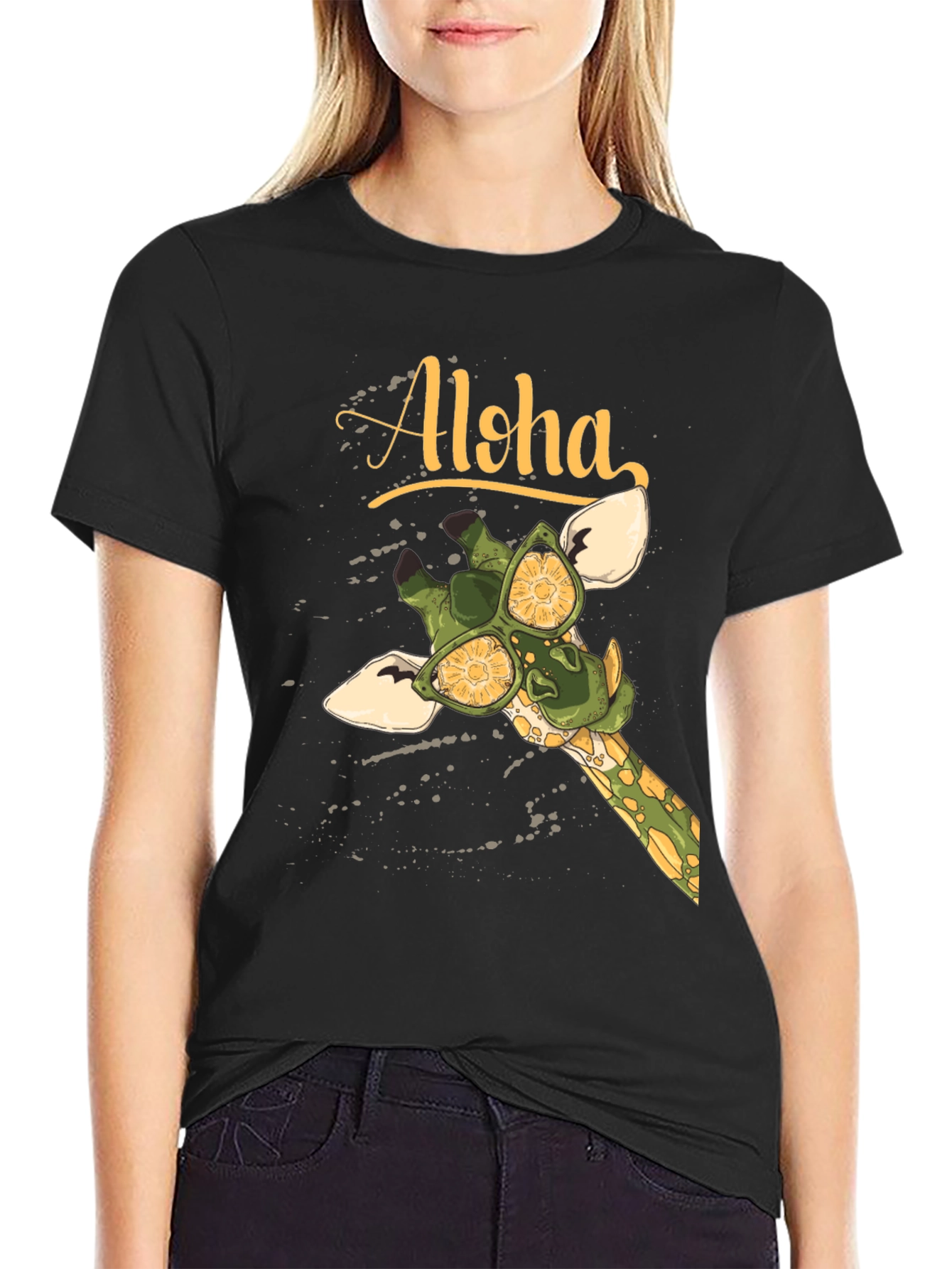 Aloha Giraffe Graphic T-Shirt - Summer Vibes