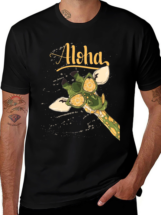 Aloha Giraffe Graphic T-Shirt - Summer Vibes