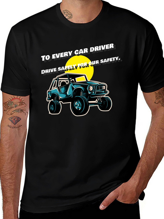 Drive Safely Car Graphic T-Shirt - Black