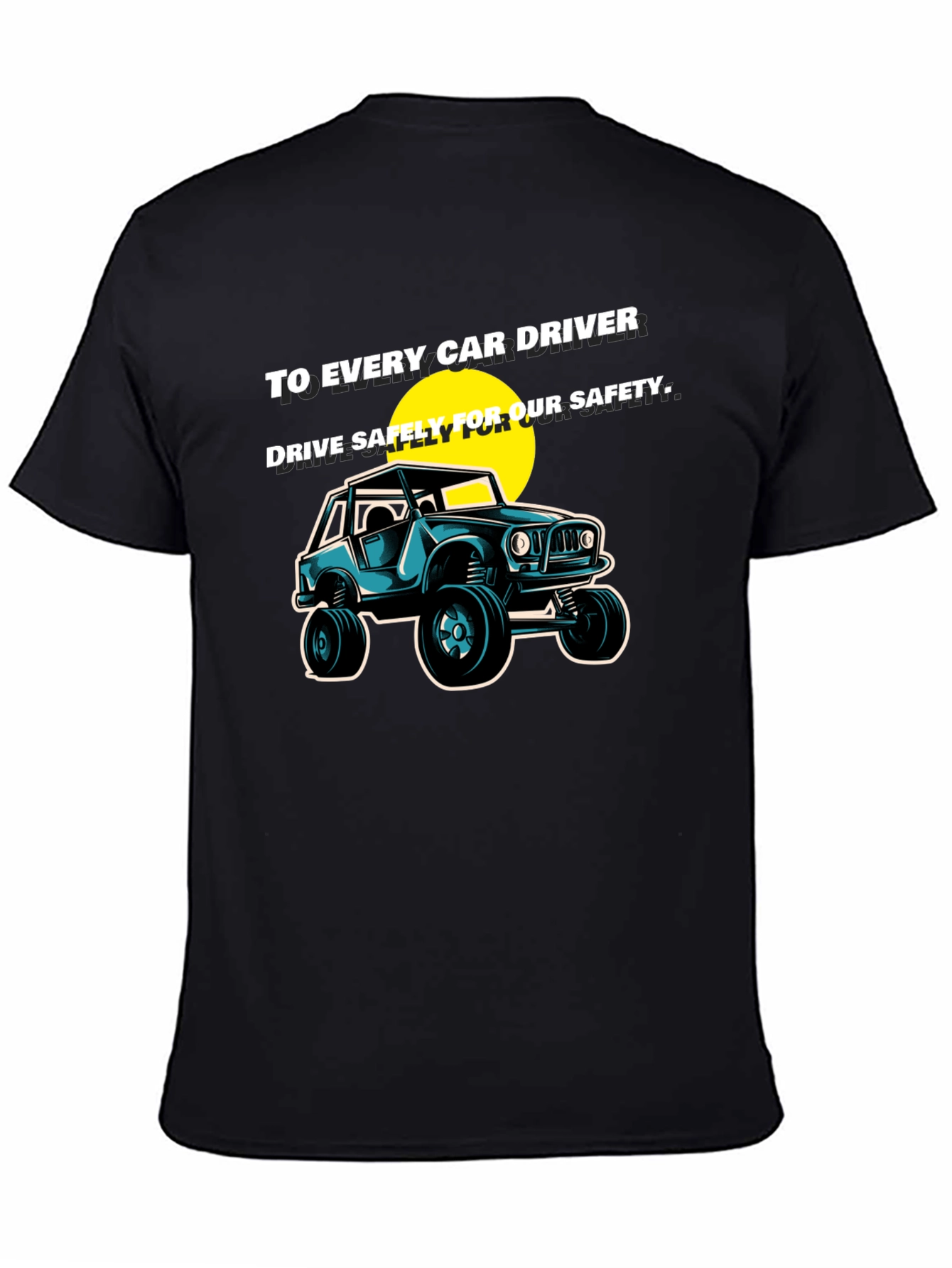 Drive Safely Car Graphic T-Shirt - Black