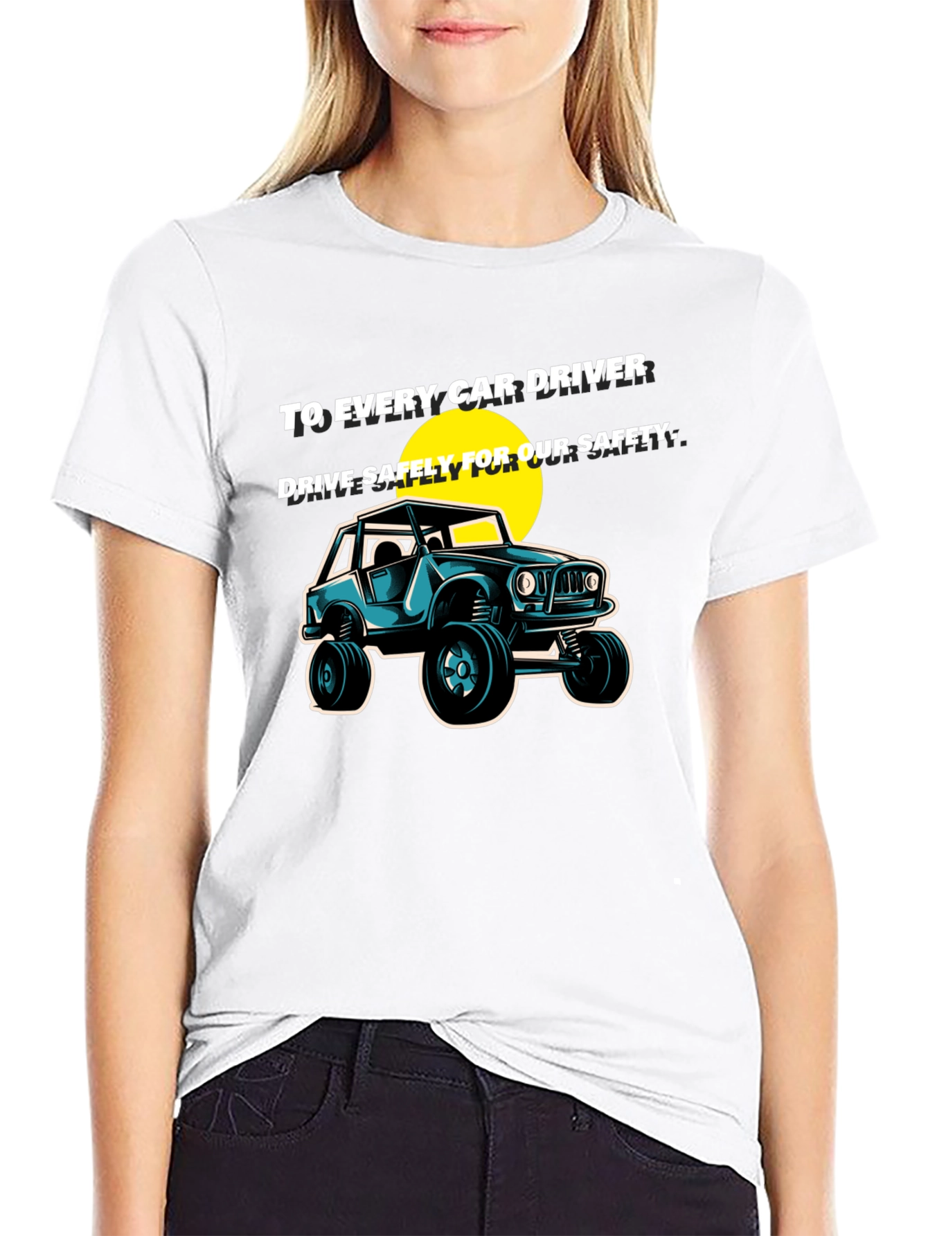 Drive Safely Car Graphic T-Shirt - Black