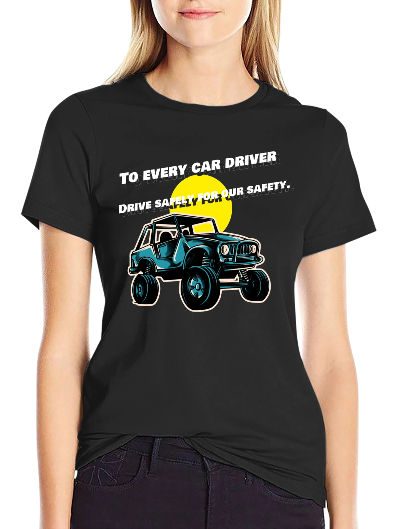 Drive Safely Car Graphic T-Shirt - Black