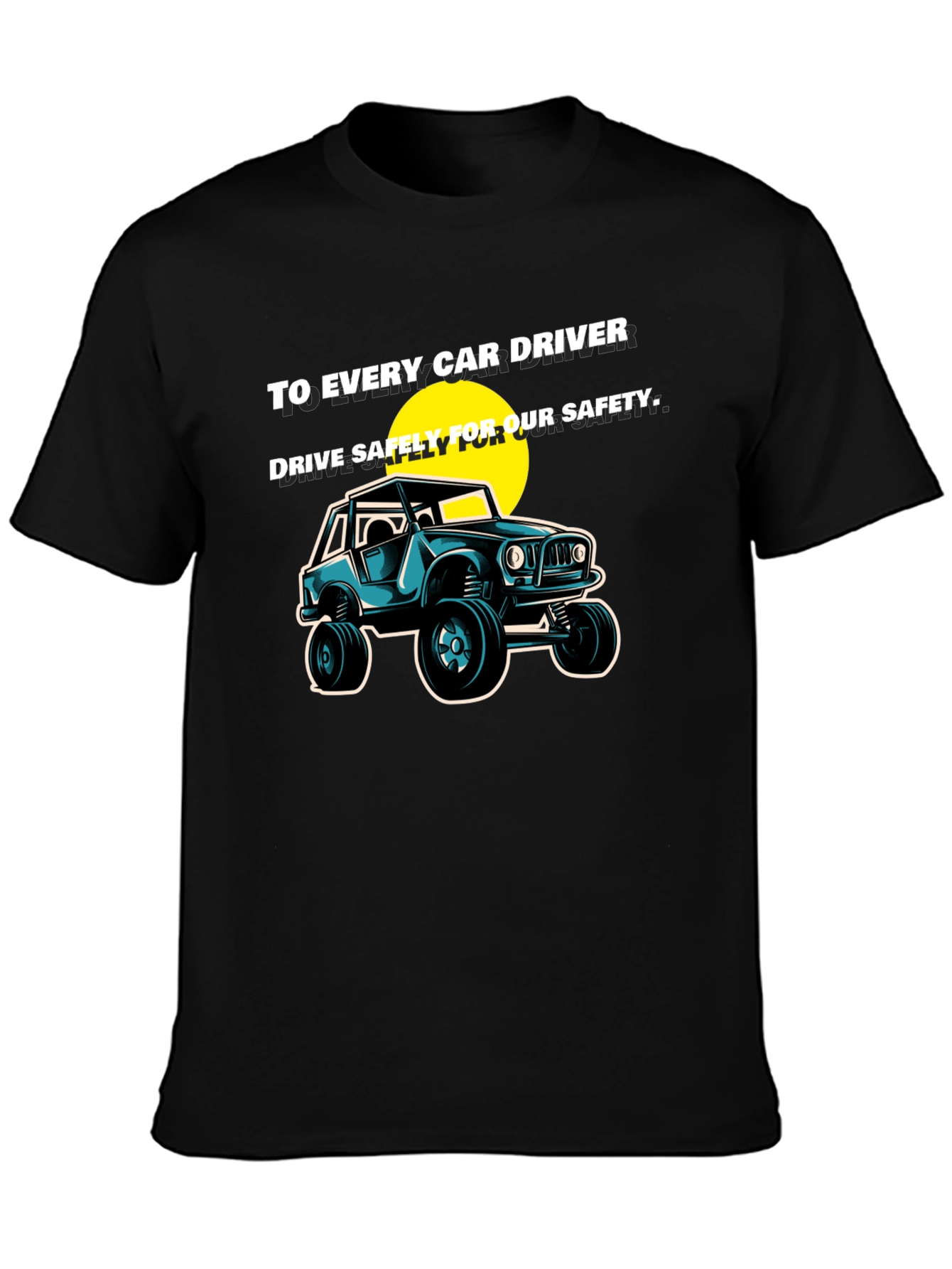 Drive Safely Car Graphic T-Shirt - Black