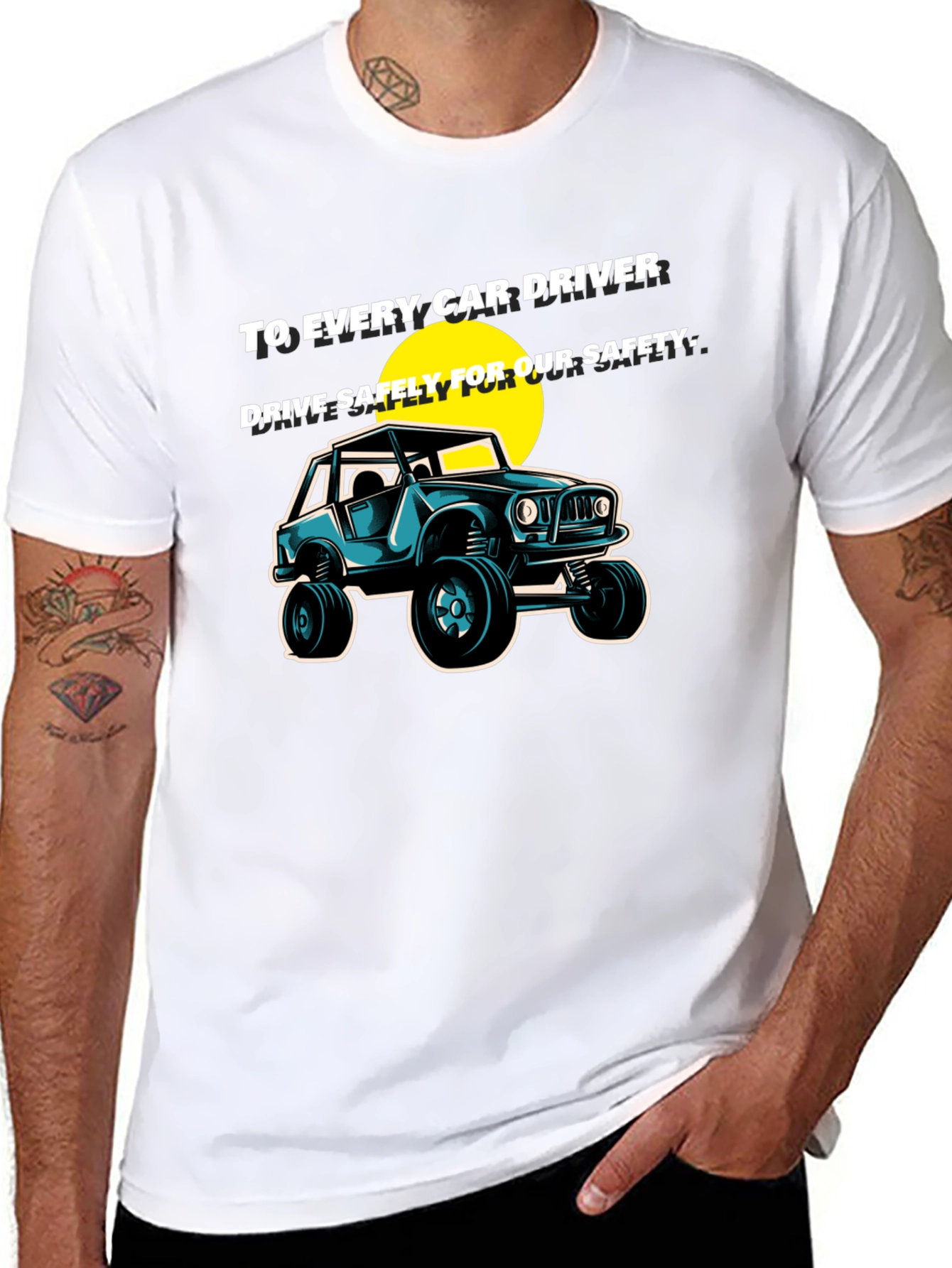 Drive Safely Car Graphic T-Shirt - Black