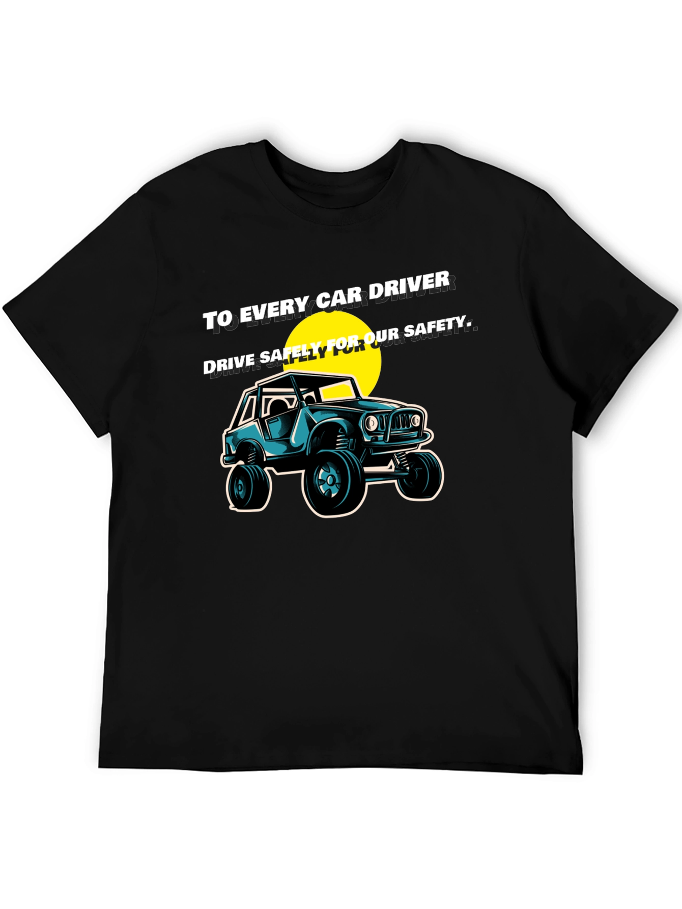 Drive Safely Car Graphic T-Shirt - Black