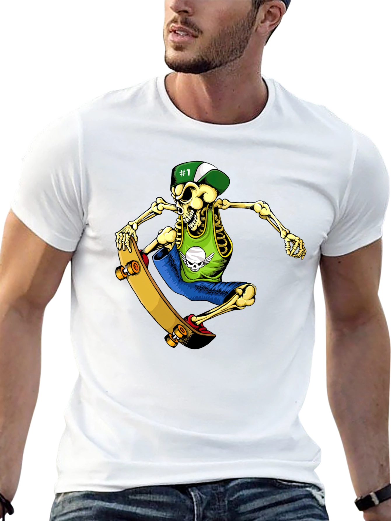 Skeleton Skateboarder Graphic T-Shirt
