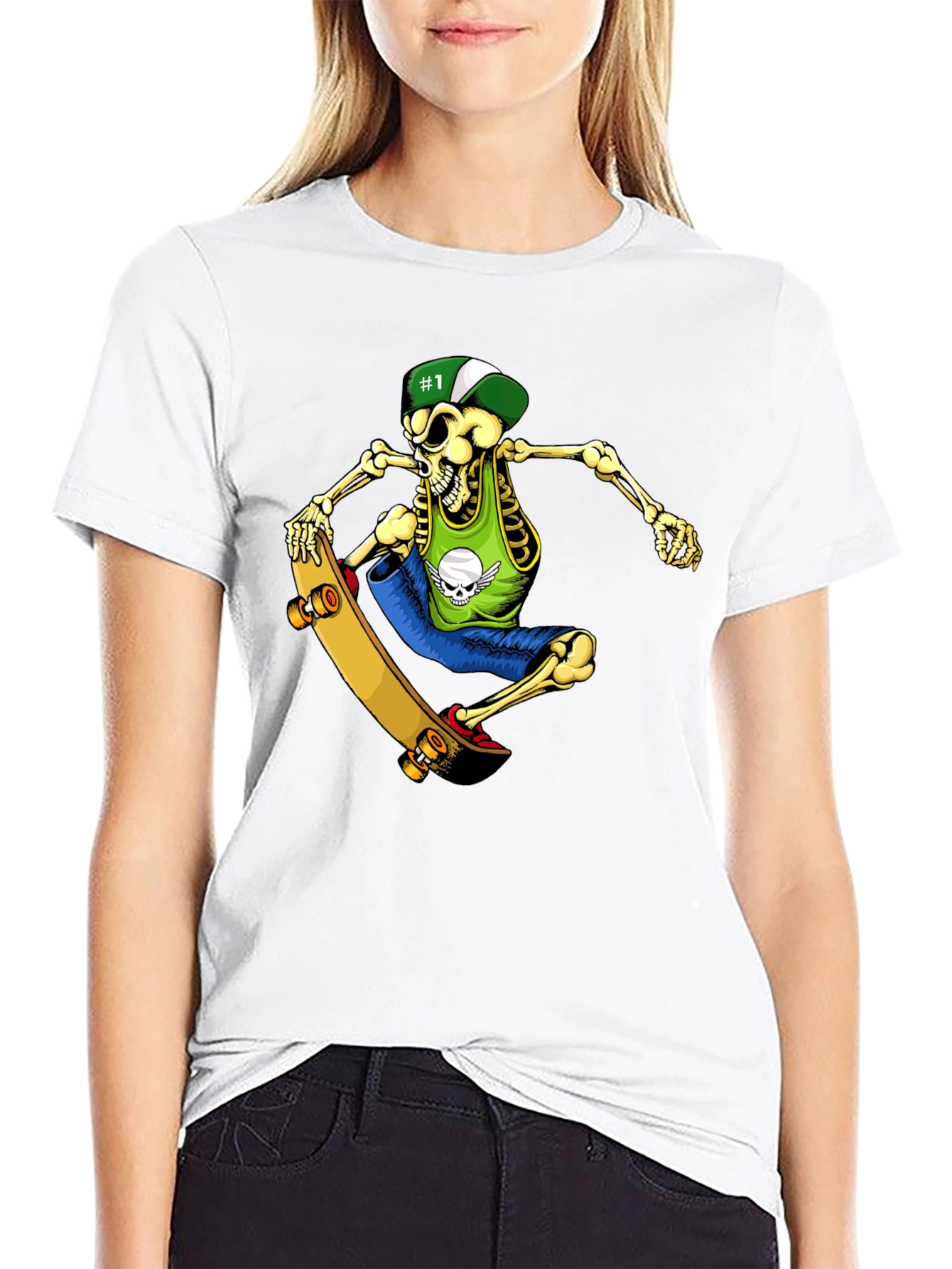 Skeleton Skateboarder Graphic T-Shirt
