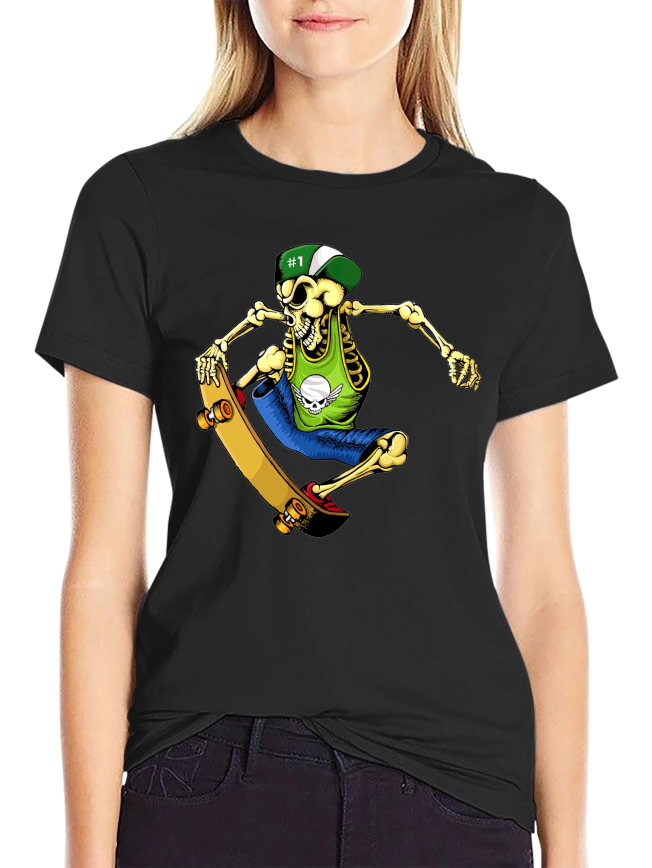 Skeleton Skateboarder Graphic T-Shirt