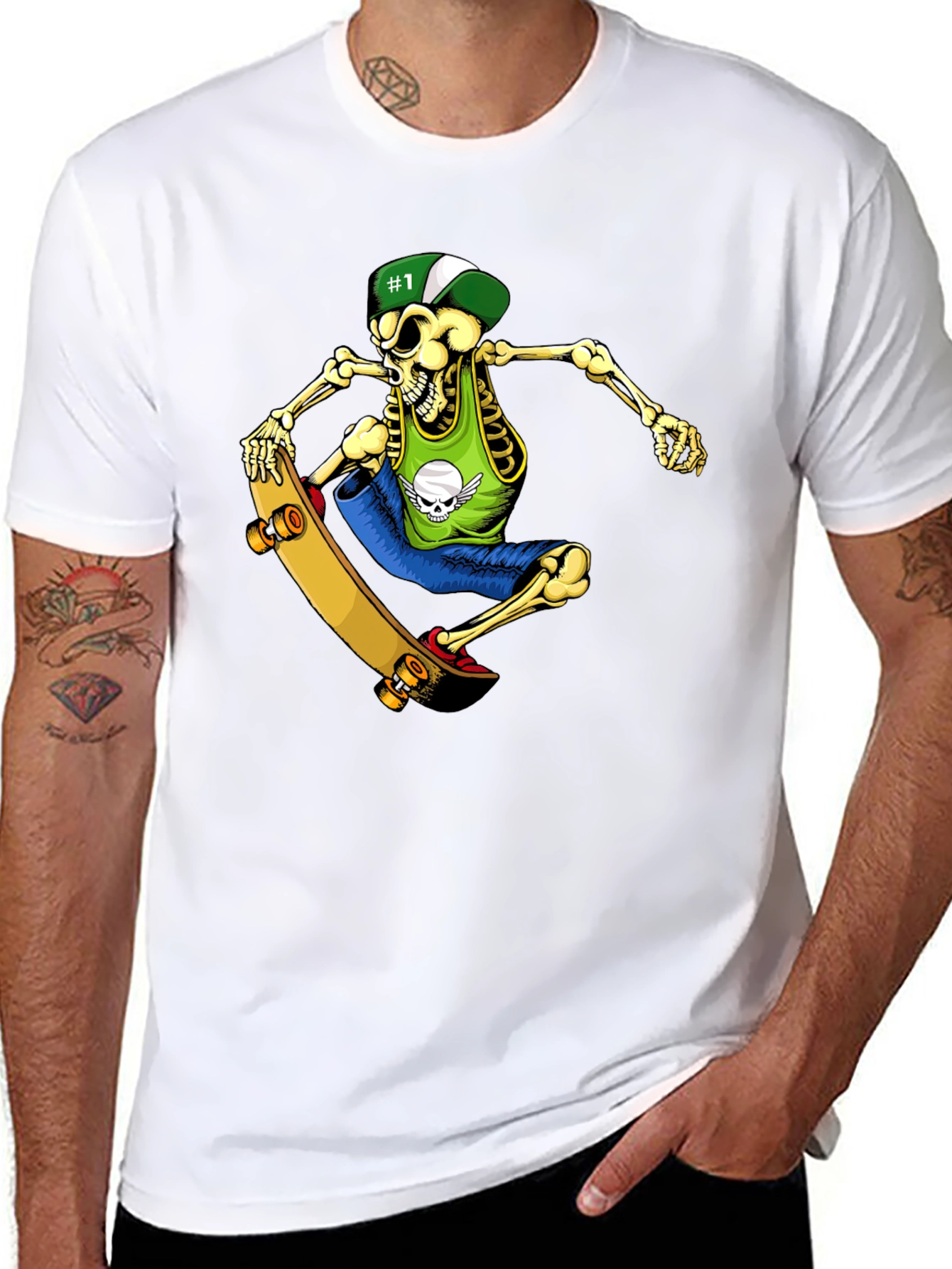 Skeleton Skateboarder Graphic T-Shirt