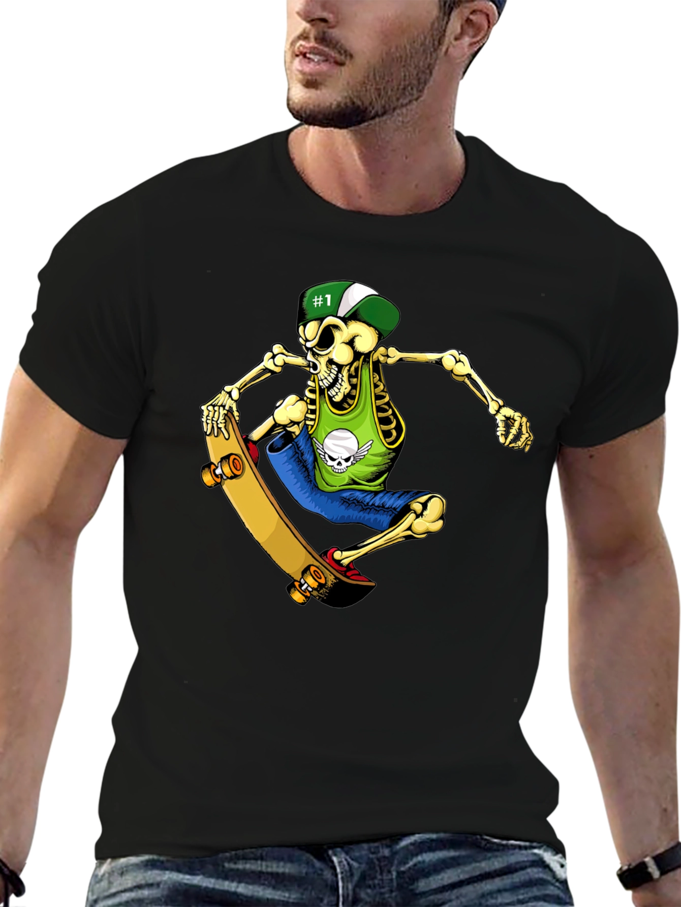 Skeleton Skateboarder Graphic T-Shirt