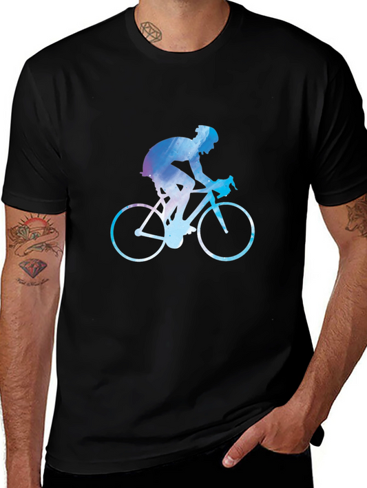 Watercolor Cycling Graphic Tee - Black