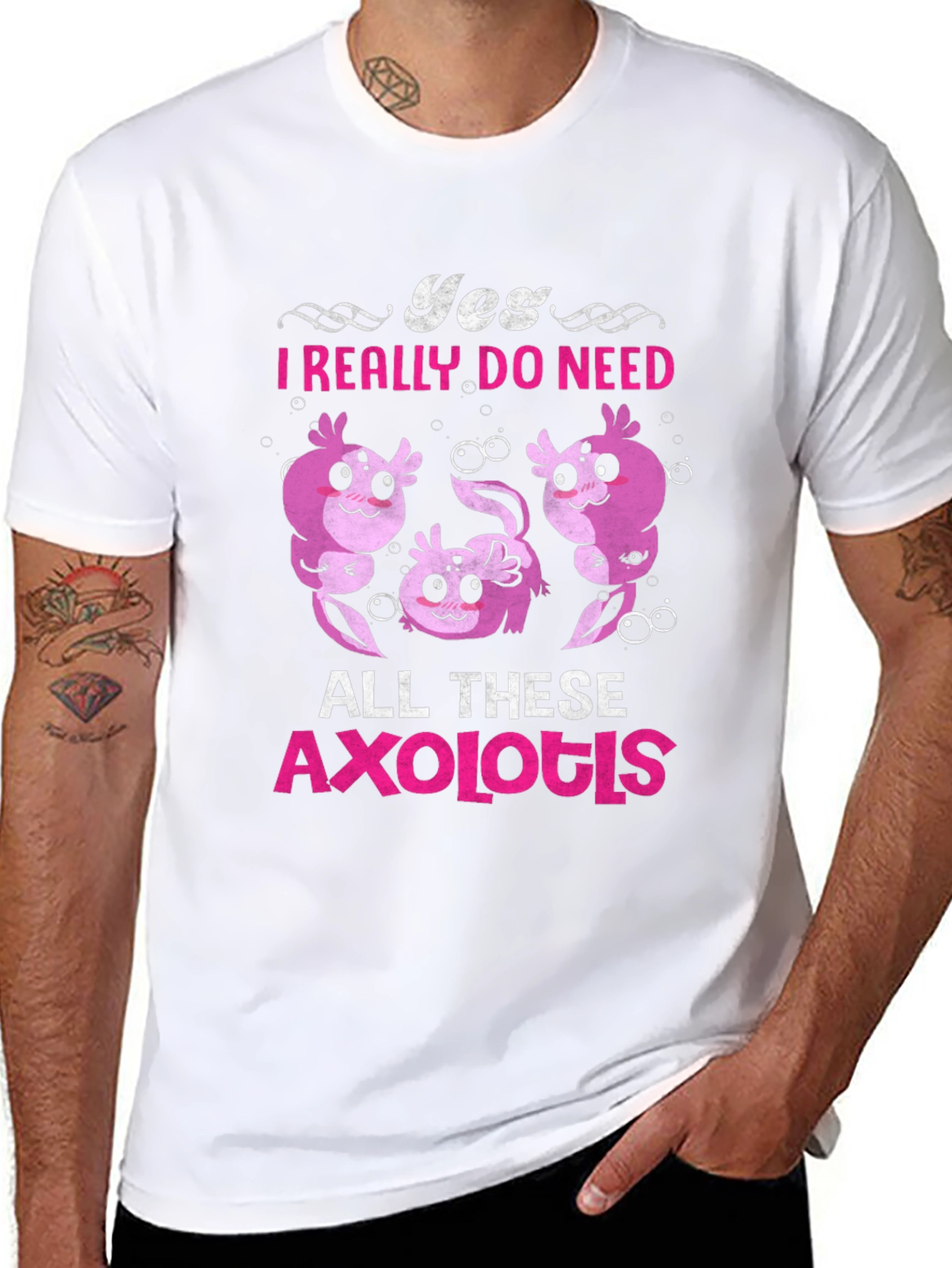 Yes Axolotls T-Shirt - Cute Cartoon Design