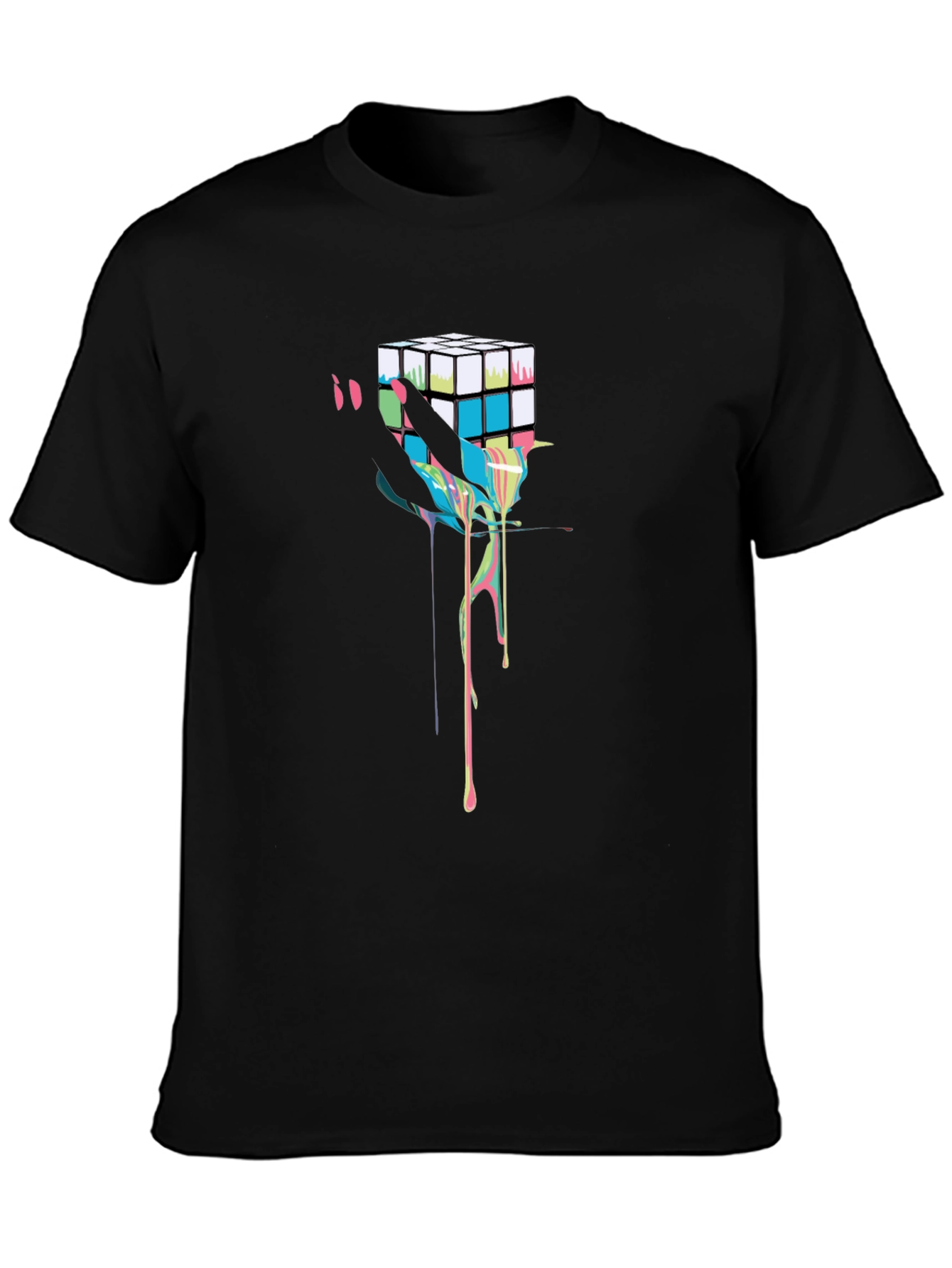 Rubiks Cube Drip Graphic T-Shirt