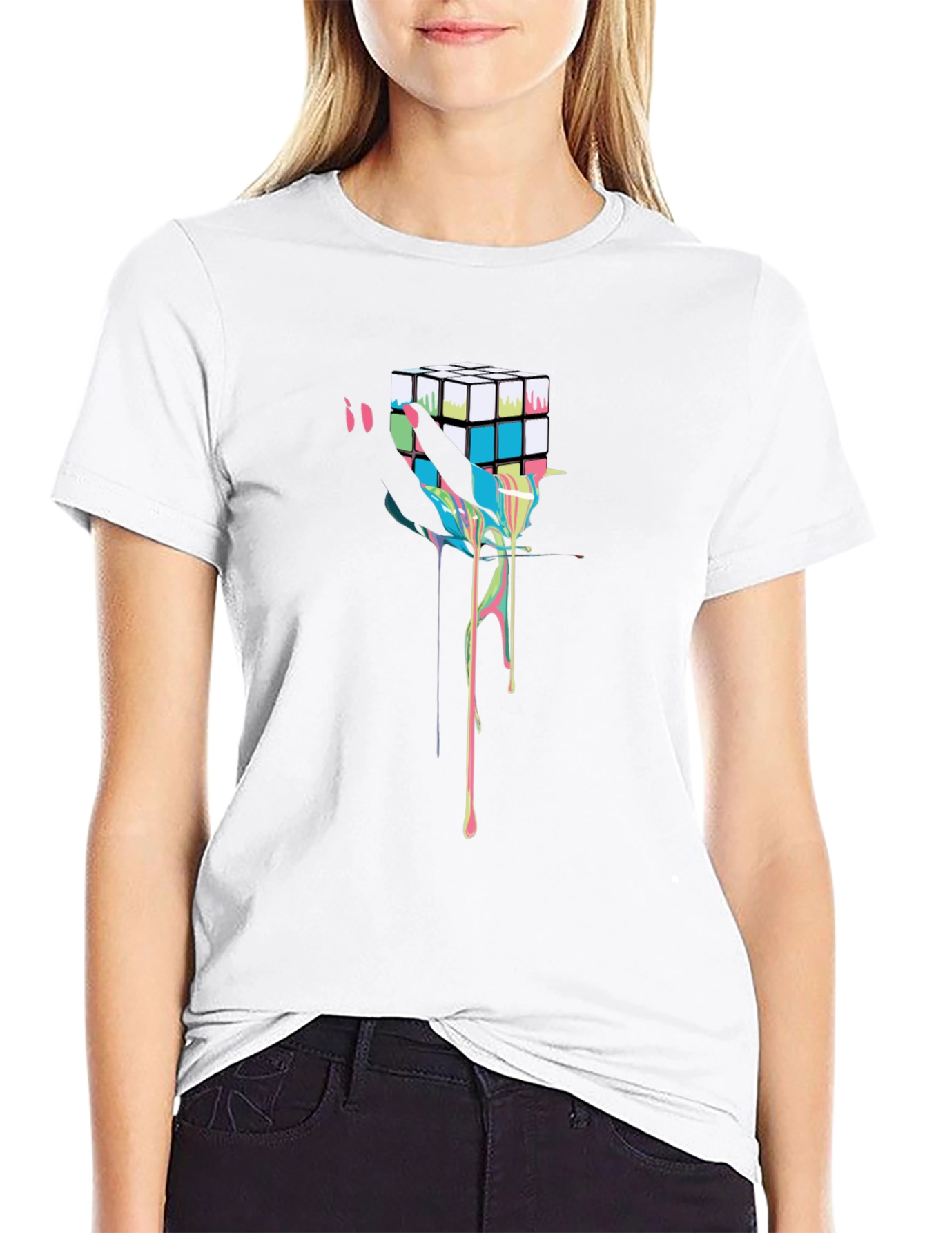 Rubiks Cube Drip Graphic T-Shirt