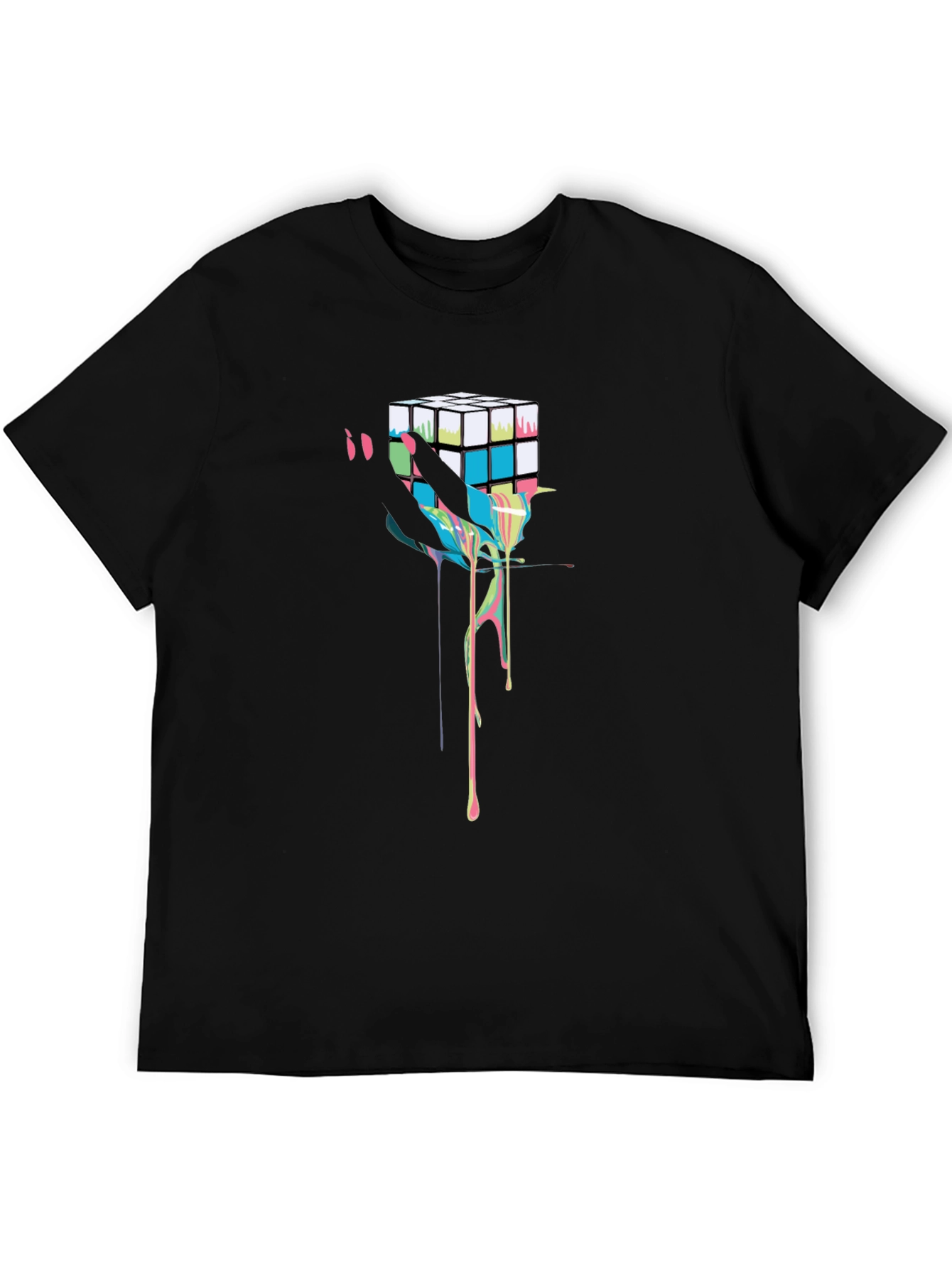 Rubiks Cube Drip Graphic T-Shirt