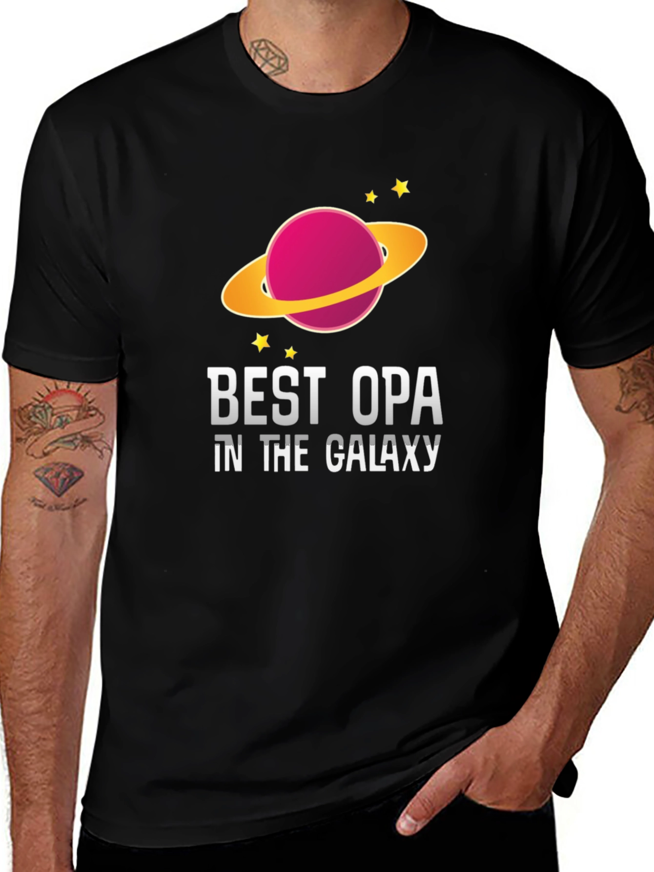 Best Opa in the Galaxy Black T-Shirt
