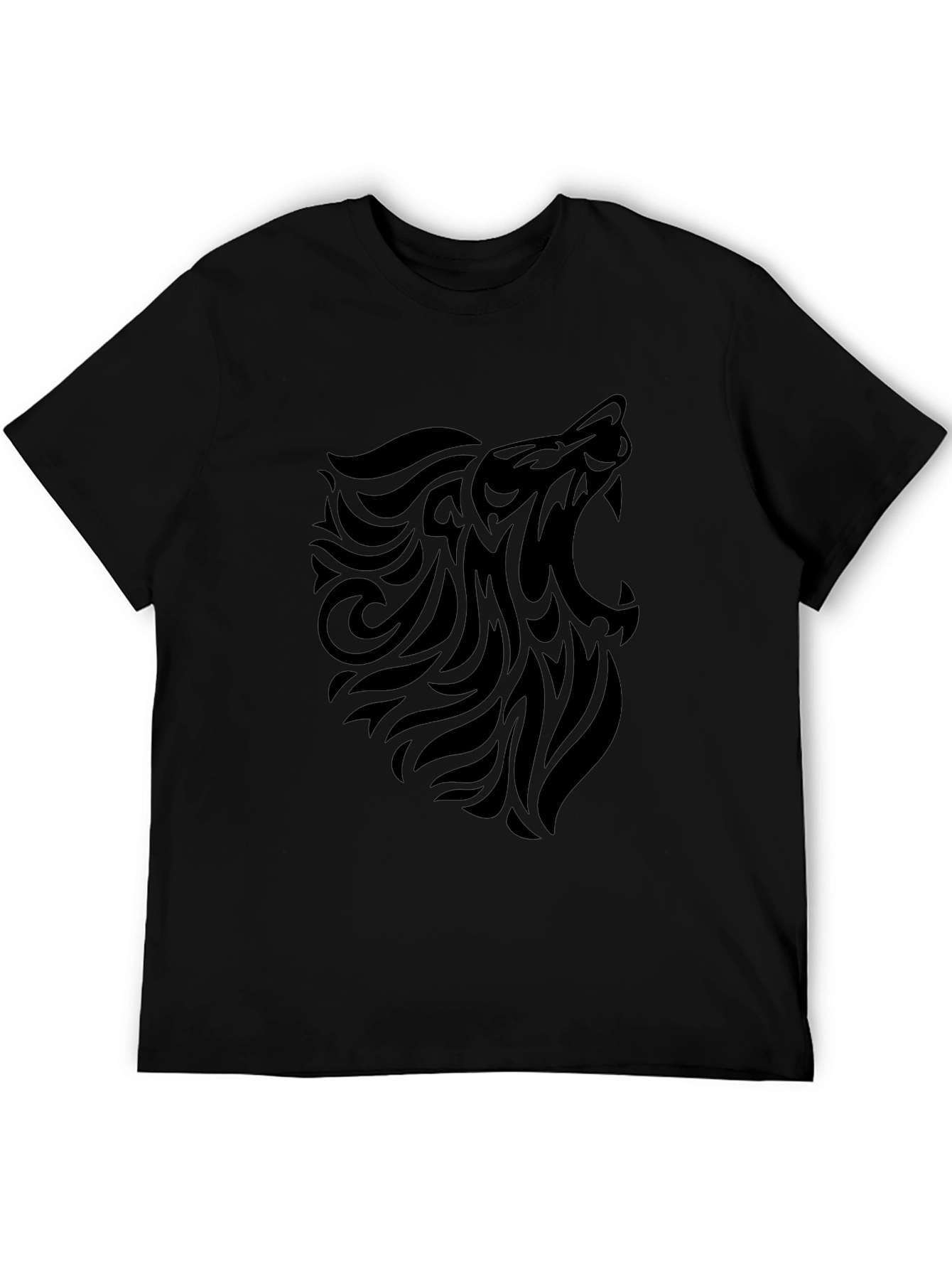 Mens Black Tribal Lion Graphic Tee