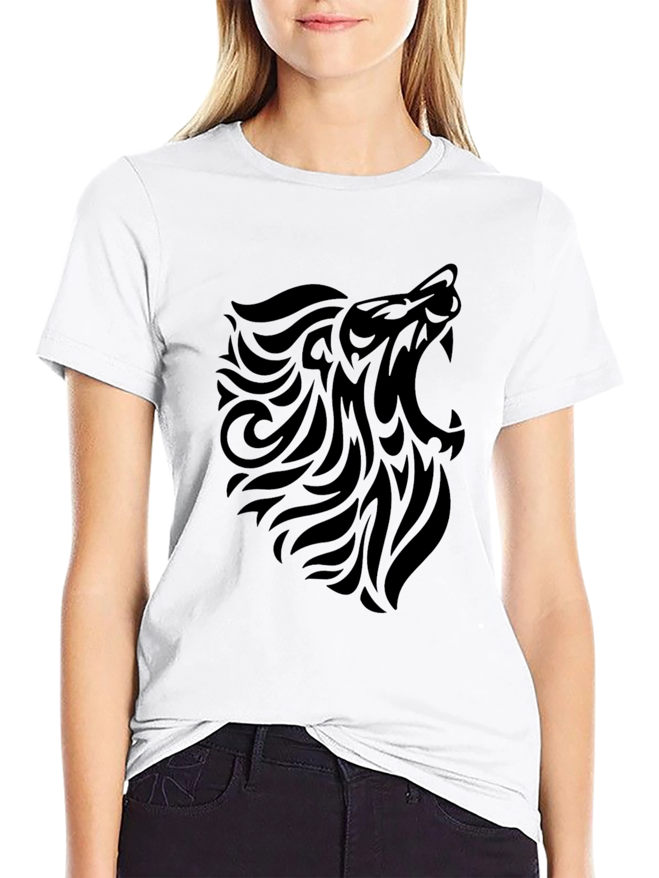 Mens Black Tribal Lion Graphic Tee