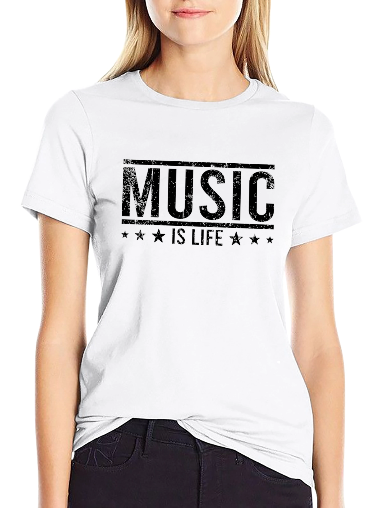 Music is Life Graphic T-Shirt - Black