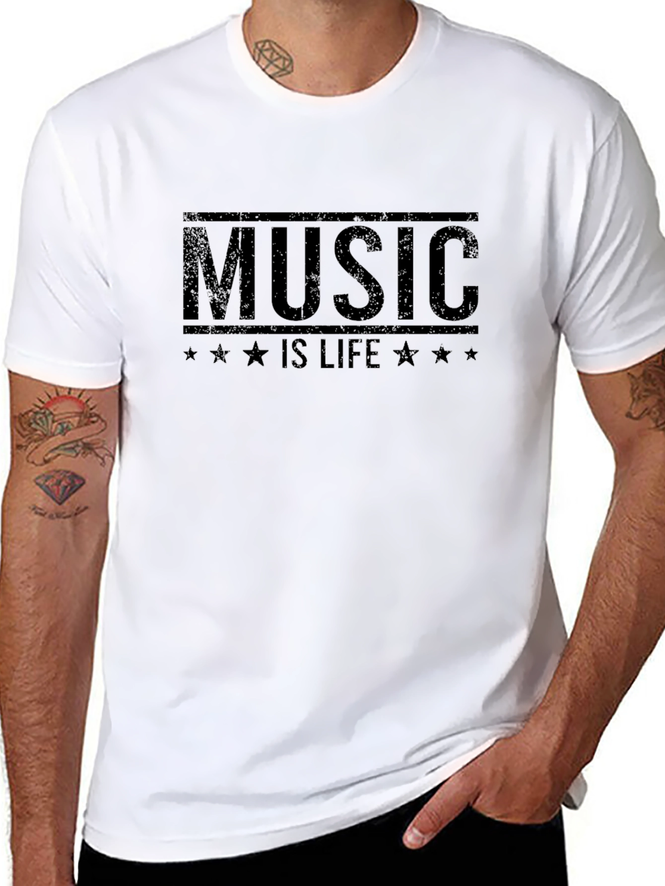 Music is Life Graphic T-Shirt - Black