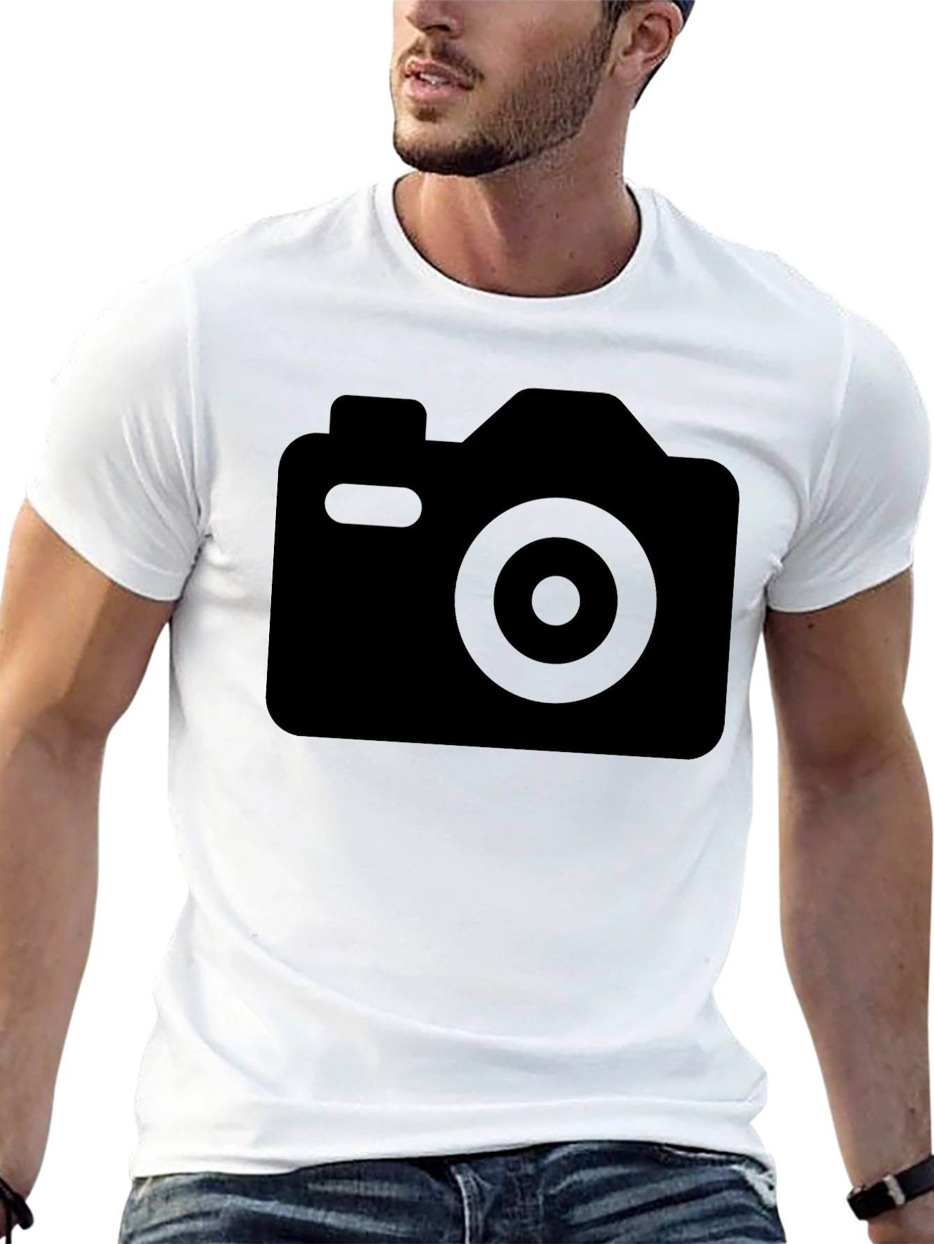 Black Camera Graphic T-Shirt - Casual Wear