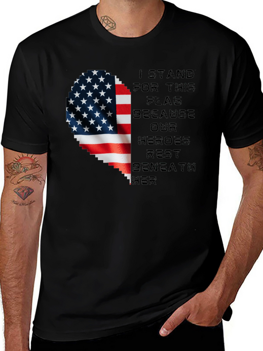 Patriotic Flag Heart T-Shirt - I Stand For This Flag