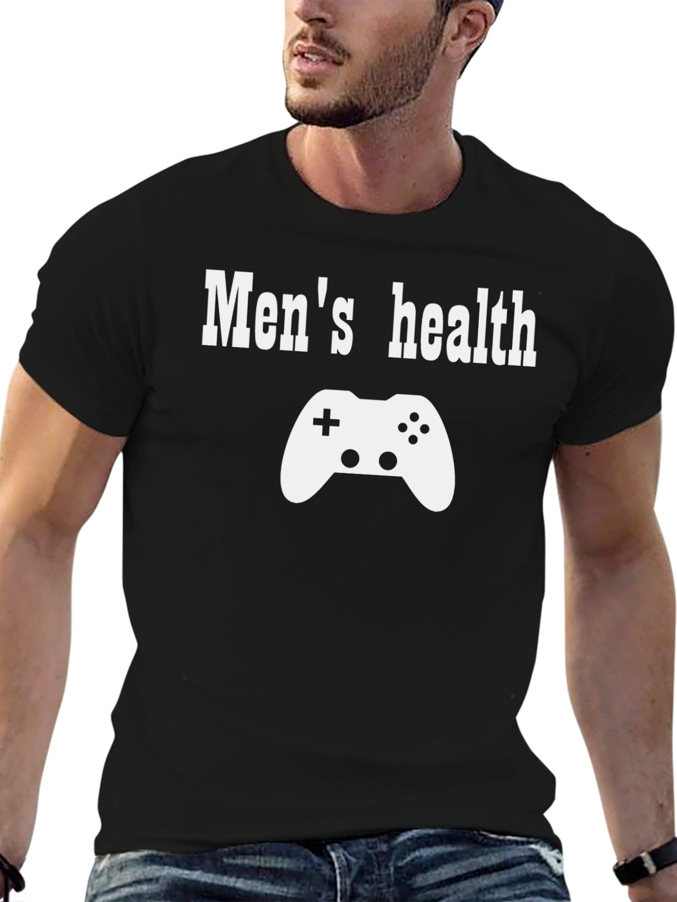 Mens Health Gamer T-Shirt - Black Graphic Tee