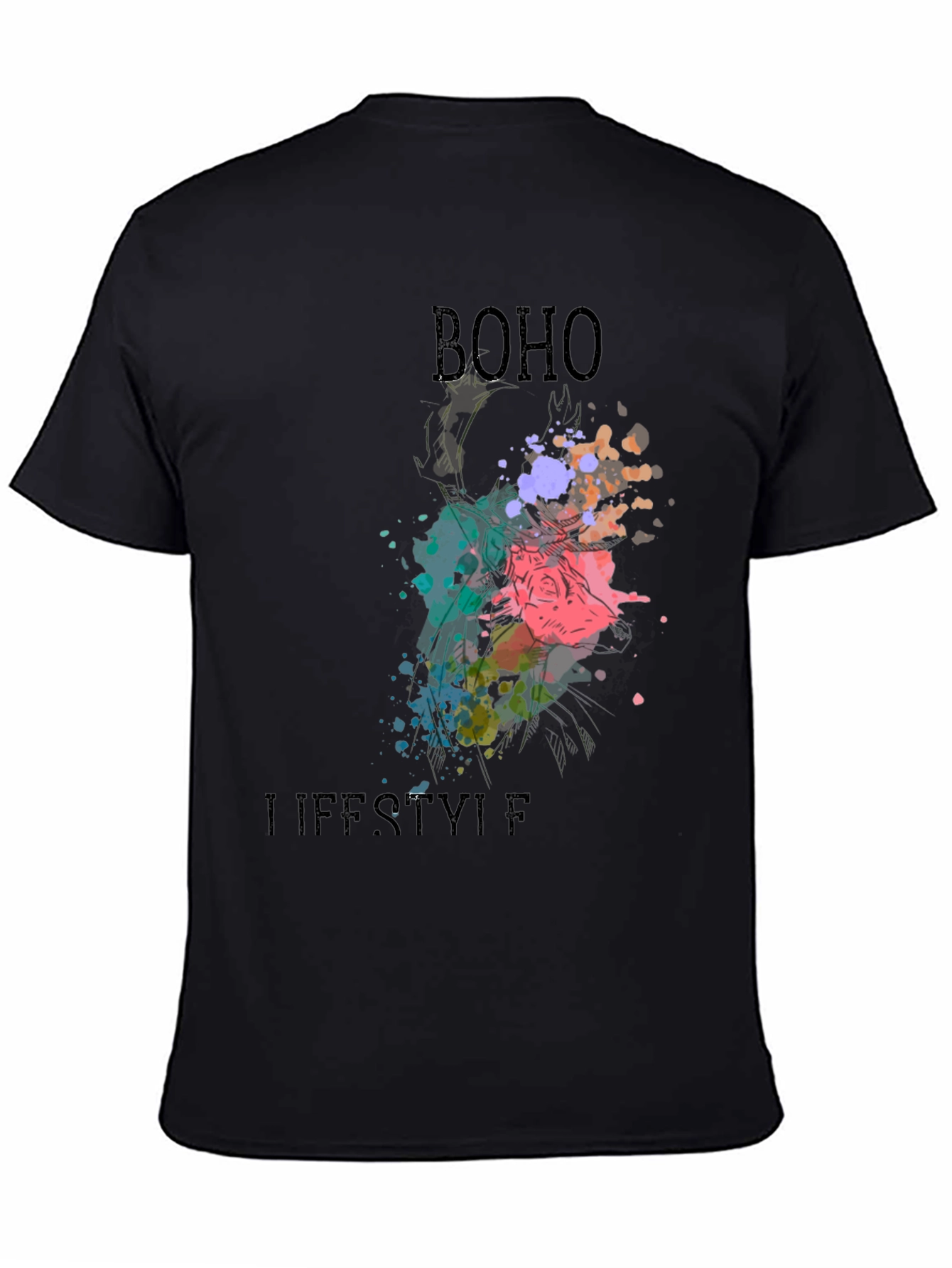 Boho Lifestyle Black T-Shirt - Stylish Graphic Tee